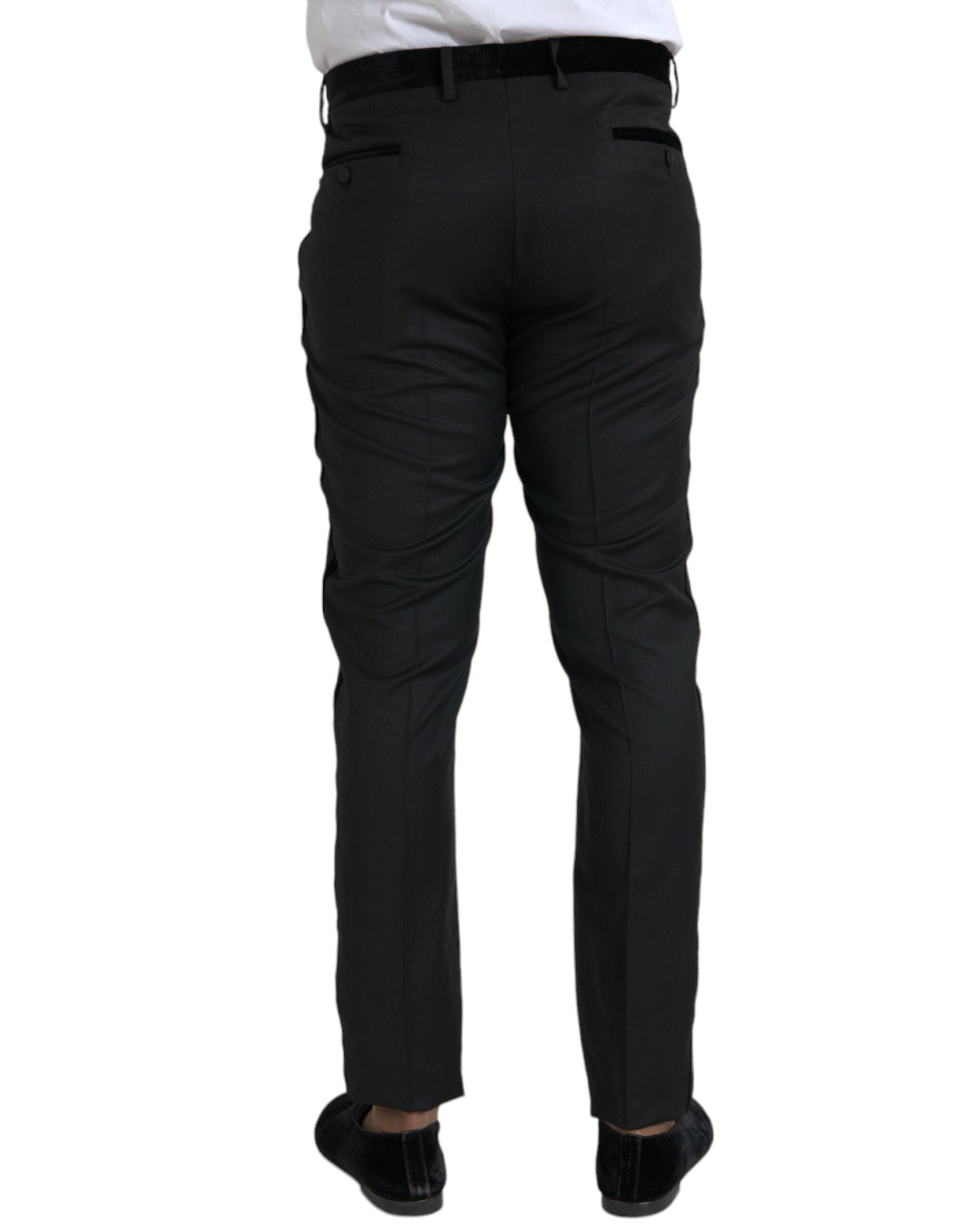 Pantalones de vestir ajustados de seda negra para hombre de Dolce & Gabbana-3