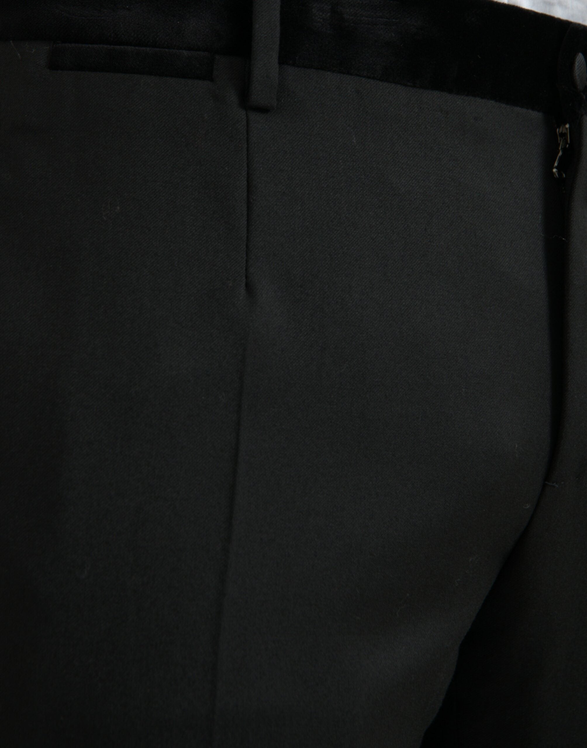 Pantalones de vestir ajustados de seda negra para hombre de Dolce & Gabbana-4