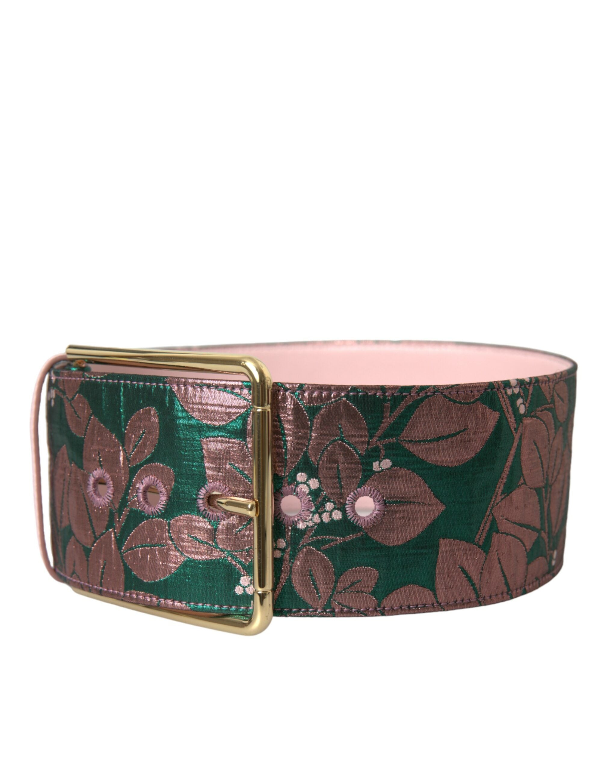 Cinturón de jacquard de lúrex con estampado floral multicolor y hebilla dorada de Dolce & Gabbana-2