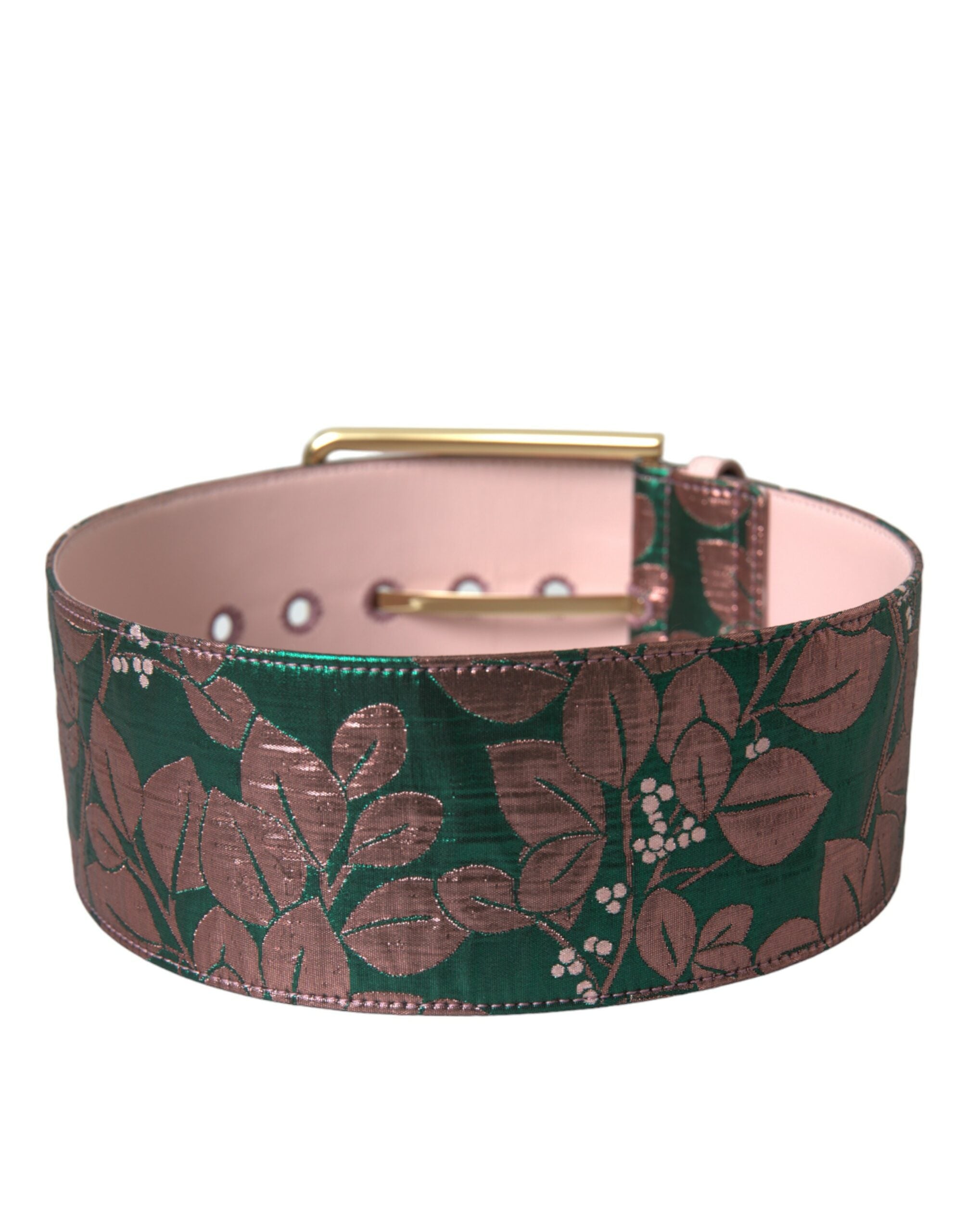 Cinturón de jacquard de lúrex con estampado floral multicolor y hebilla dorada de Dolce & Gabbana-3