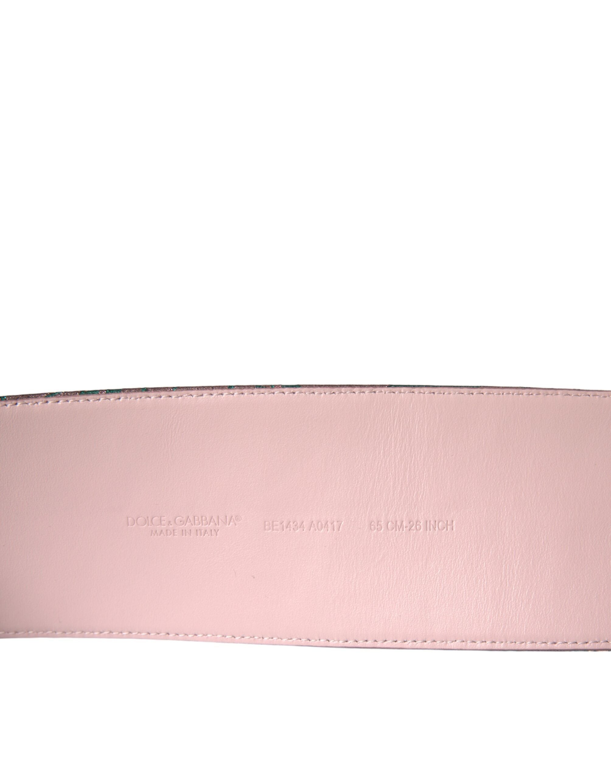 Cinturón de jacquard de lúrex con estampado floral multicolor y hebilla dorada de Dolce & Gabbana-5