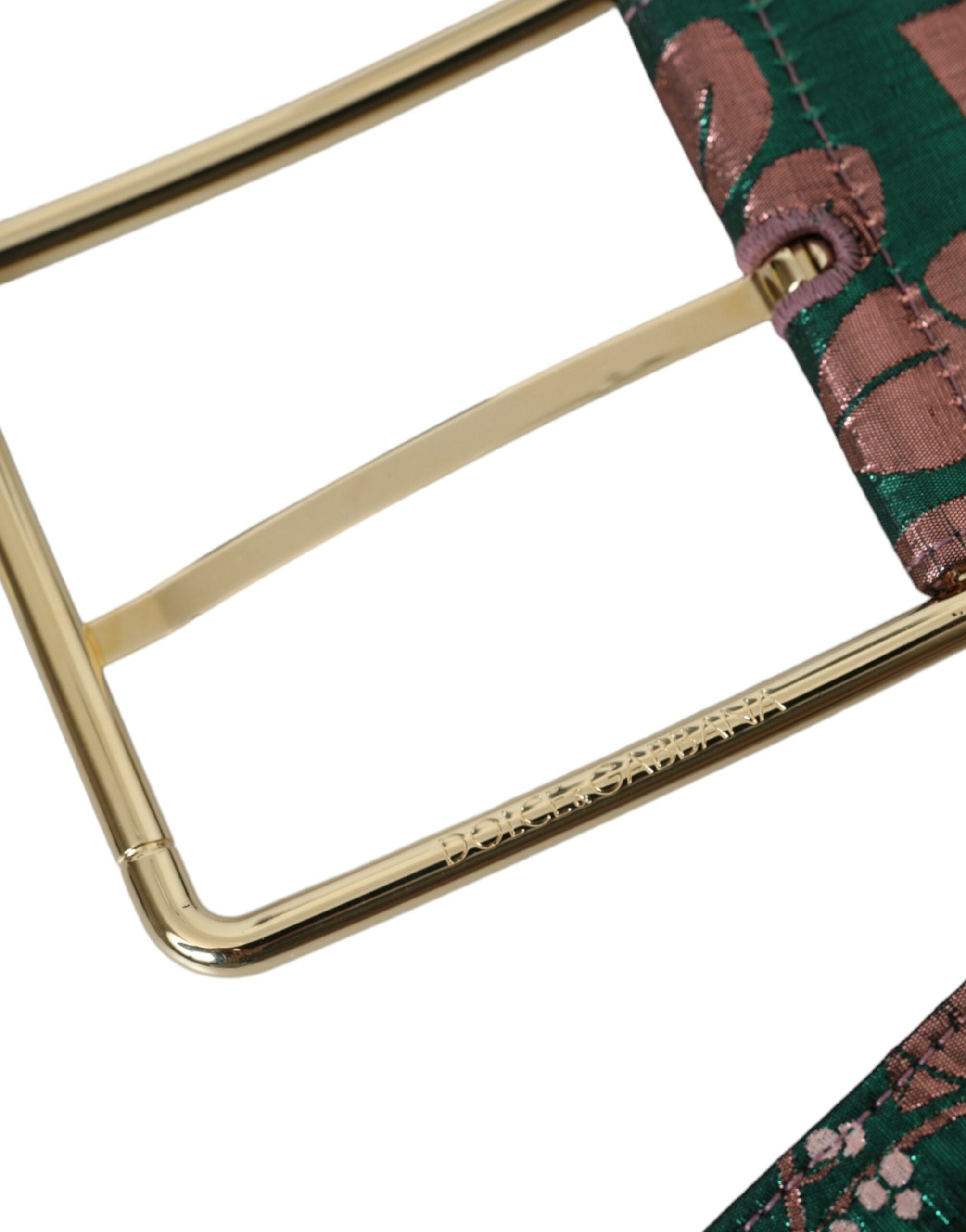 Cinturón de jacquard de lúrex con estampado floral multicolor y hebilla dorada de Dolce & Gabbana-6