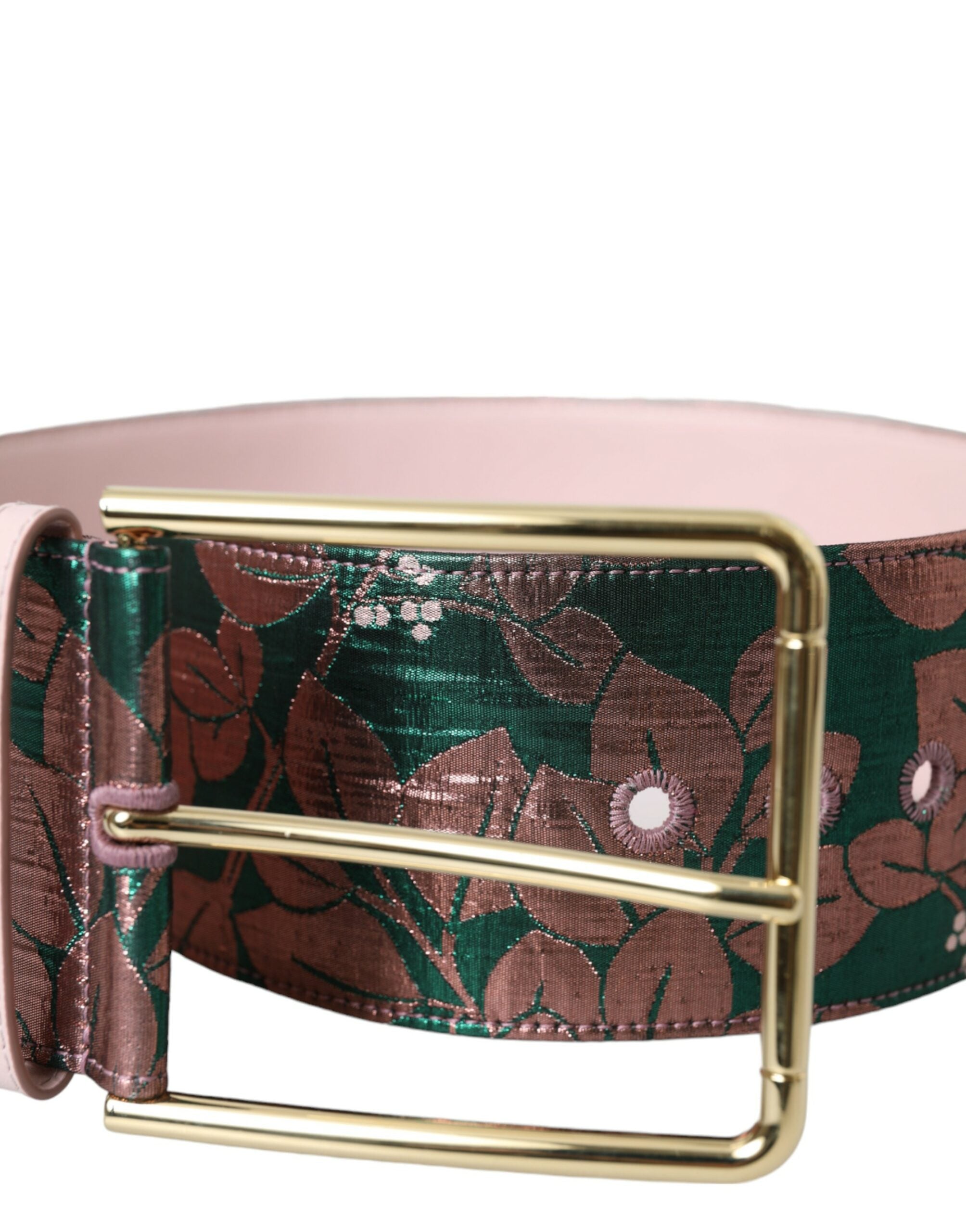 Cinturón de jacquard de lúrex con estampado floral multicolor y hebilla dorada de Dolce & Gabbana-7