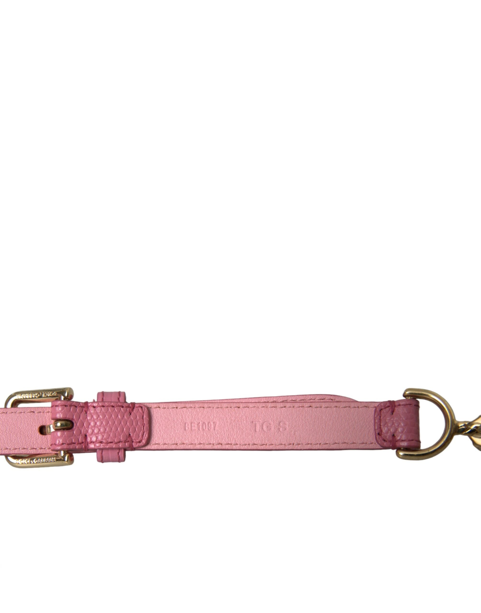 Cinturón de piel rosa de Dolce & Gabbana con adorno de cadena de cristal-4