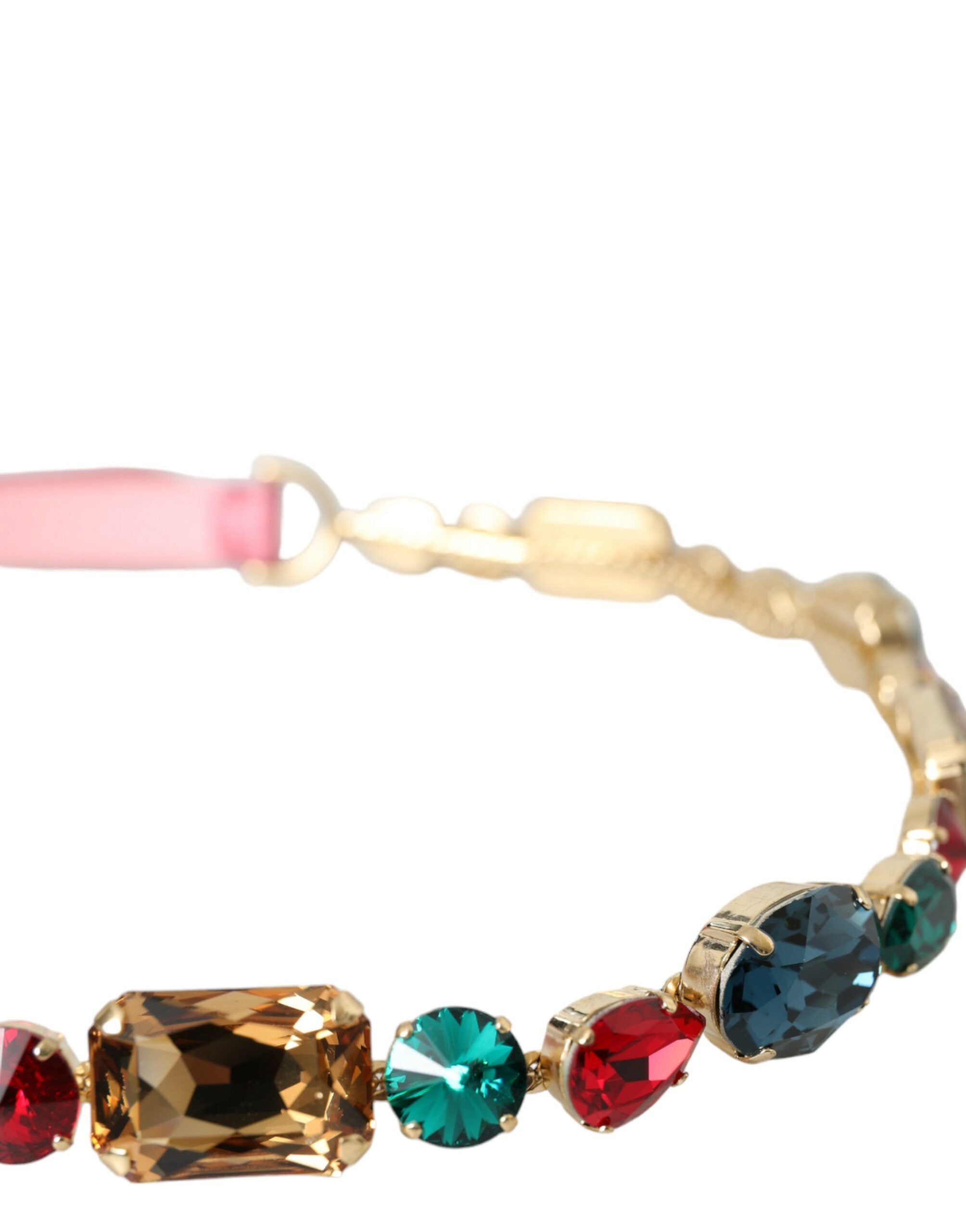 Cinturón de piel rosa de Dolce & Gabbana con adorno de cadena de cristal-5