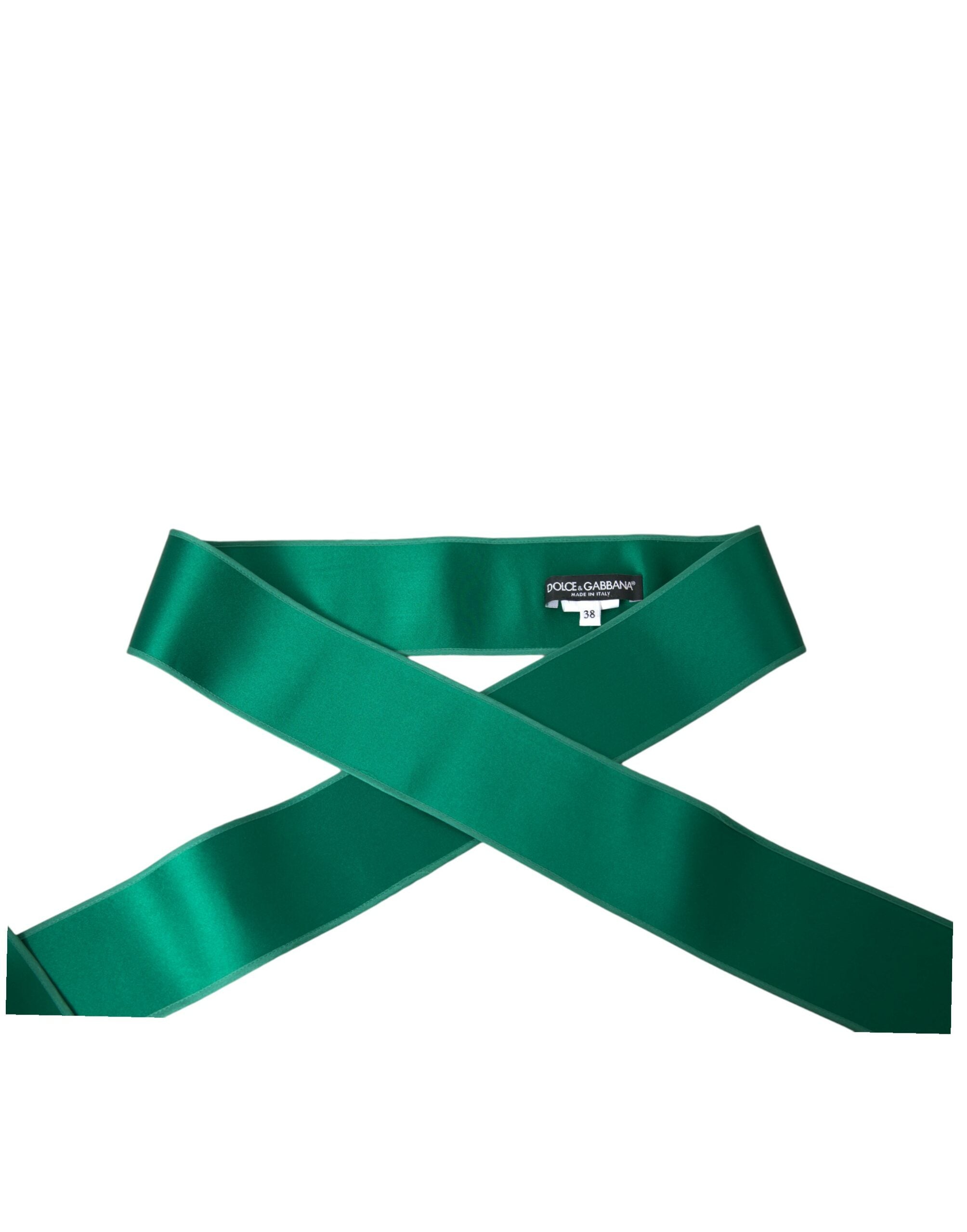 Dolce & Gabbana Green Silk Satin Waist Belt for Women-4
