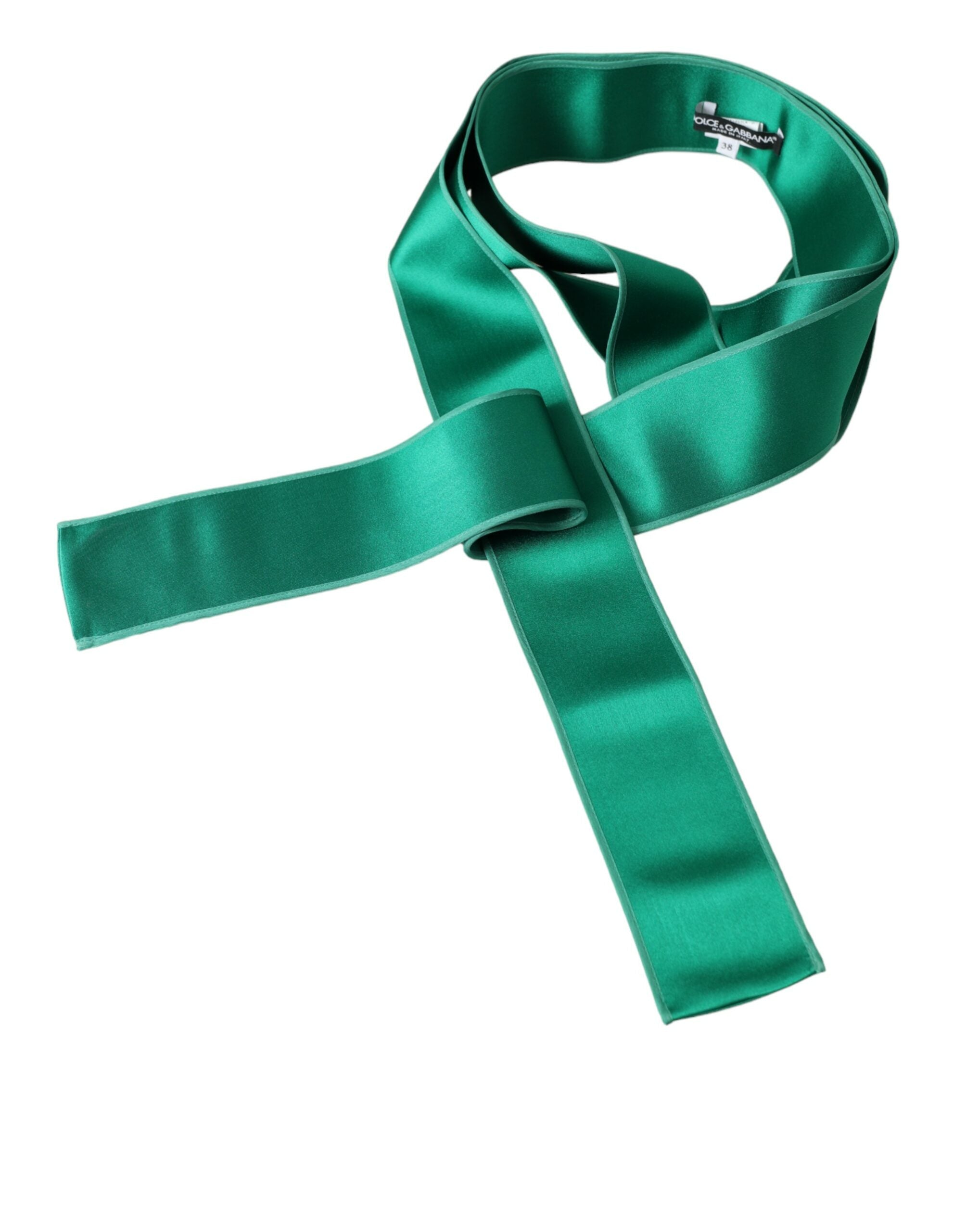 Dolce & Gabbana Green Silk Satin Waist Belt for Women-1