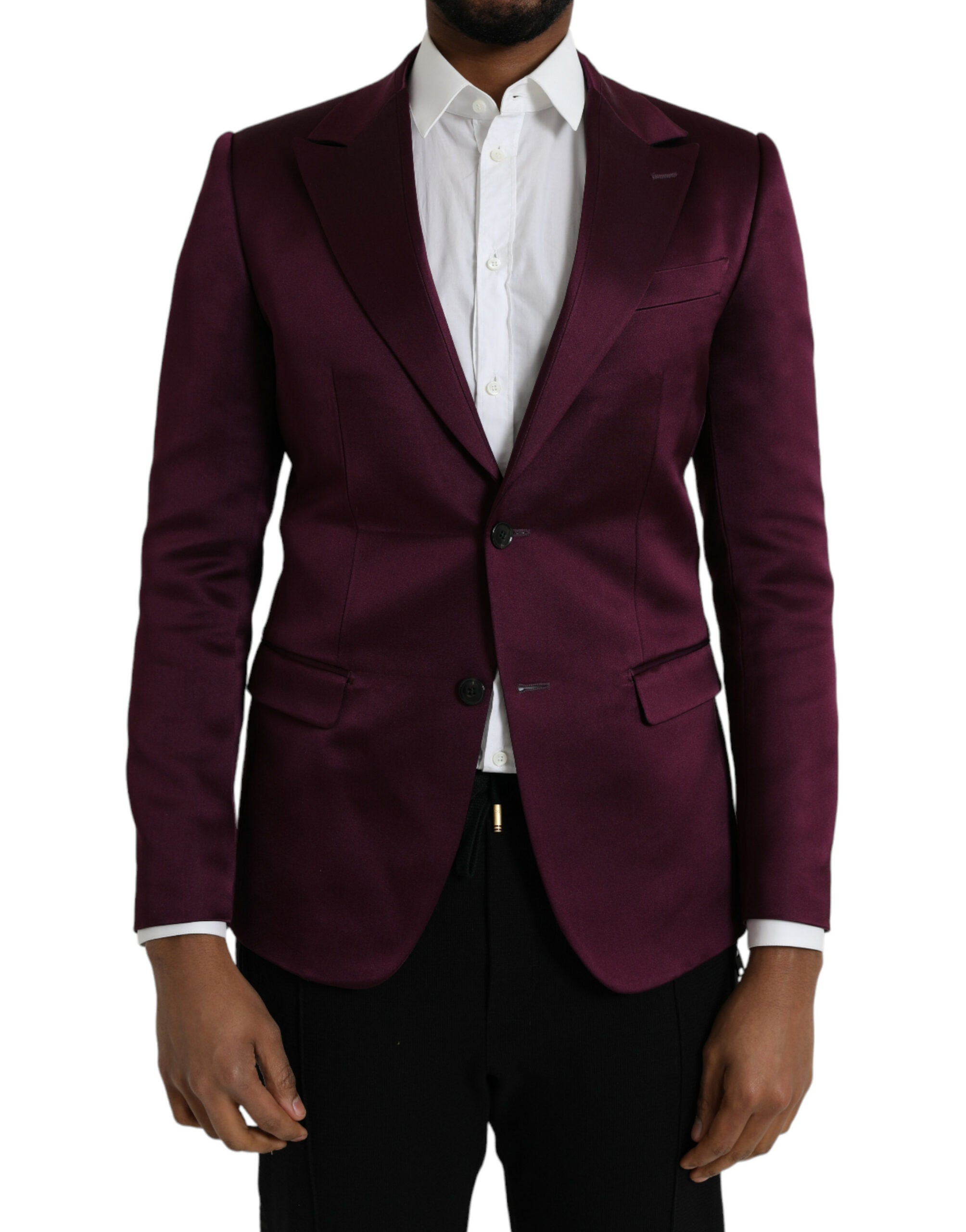 Dolce & Gabbana Kastanienbrauner einreihiger Seidenmantel Blazer-1