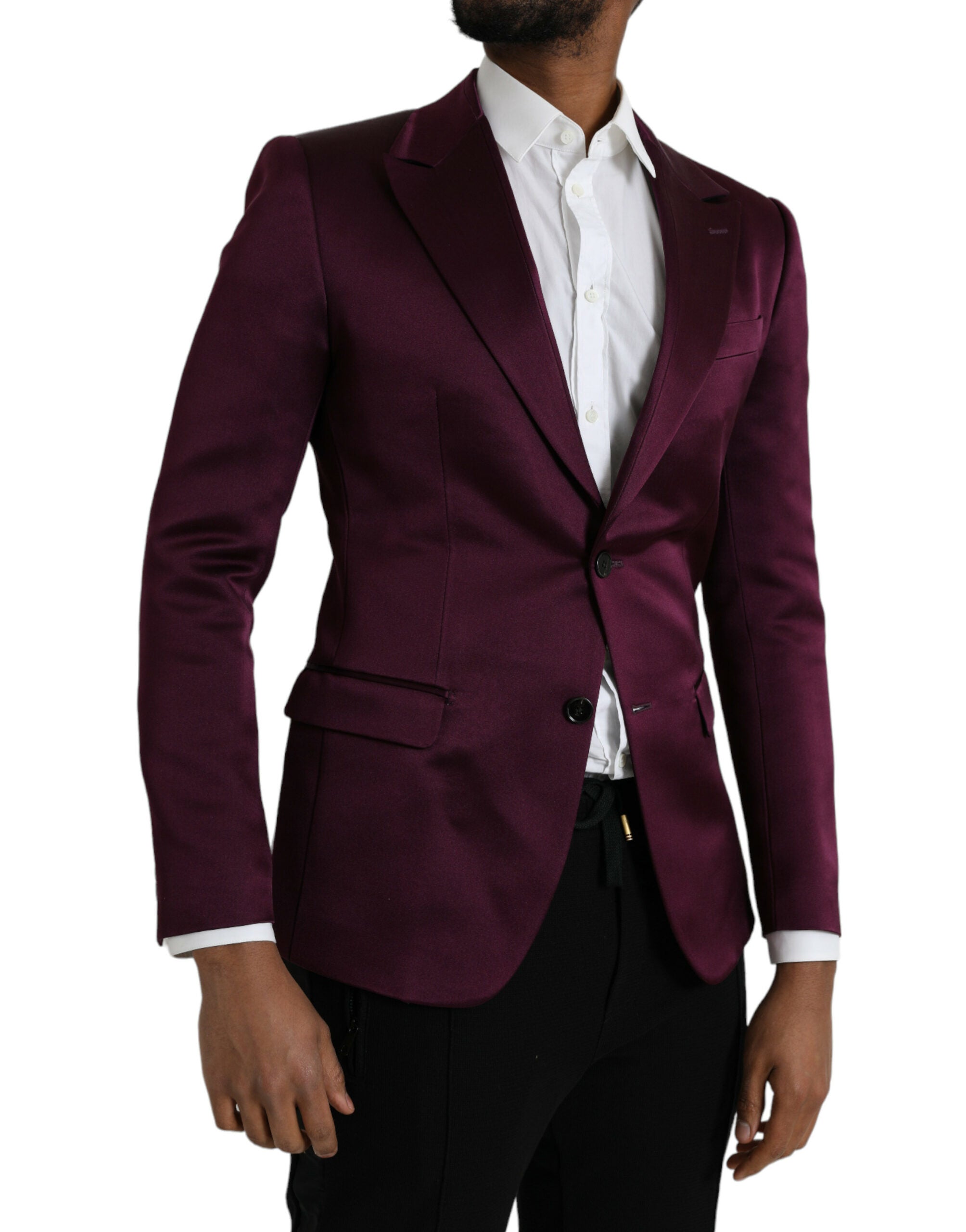 Dolce & Gabbana Kastanienbrauner einreihiger Seidenmantel Blazer-2
