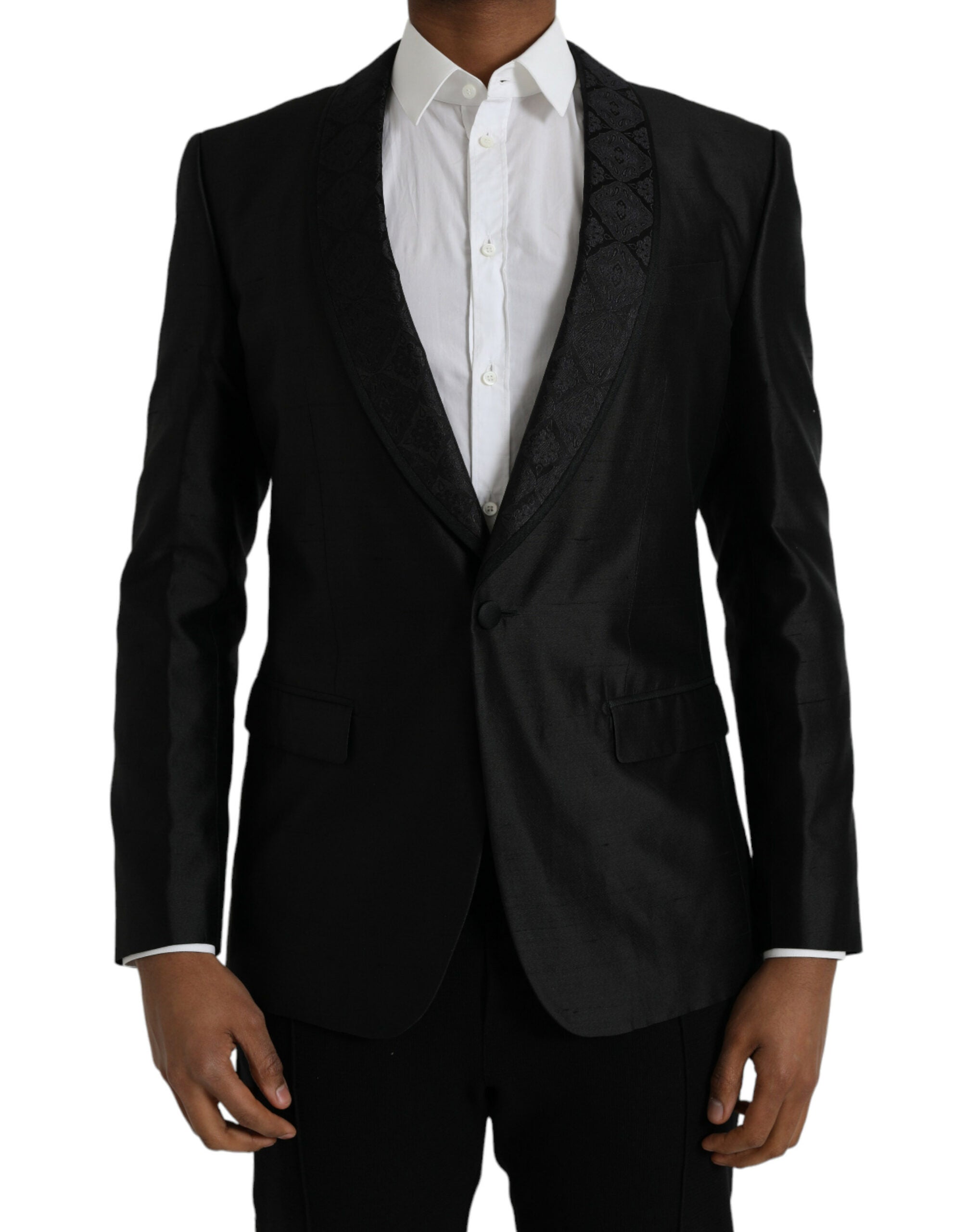 Dolce & Gabbana Schwarzer MARTINI Einreihiger Mantel Blazer-1