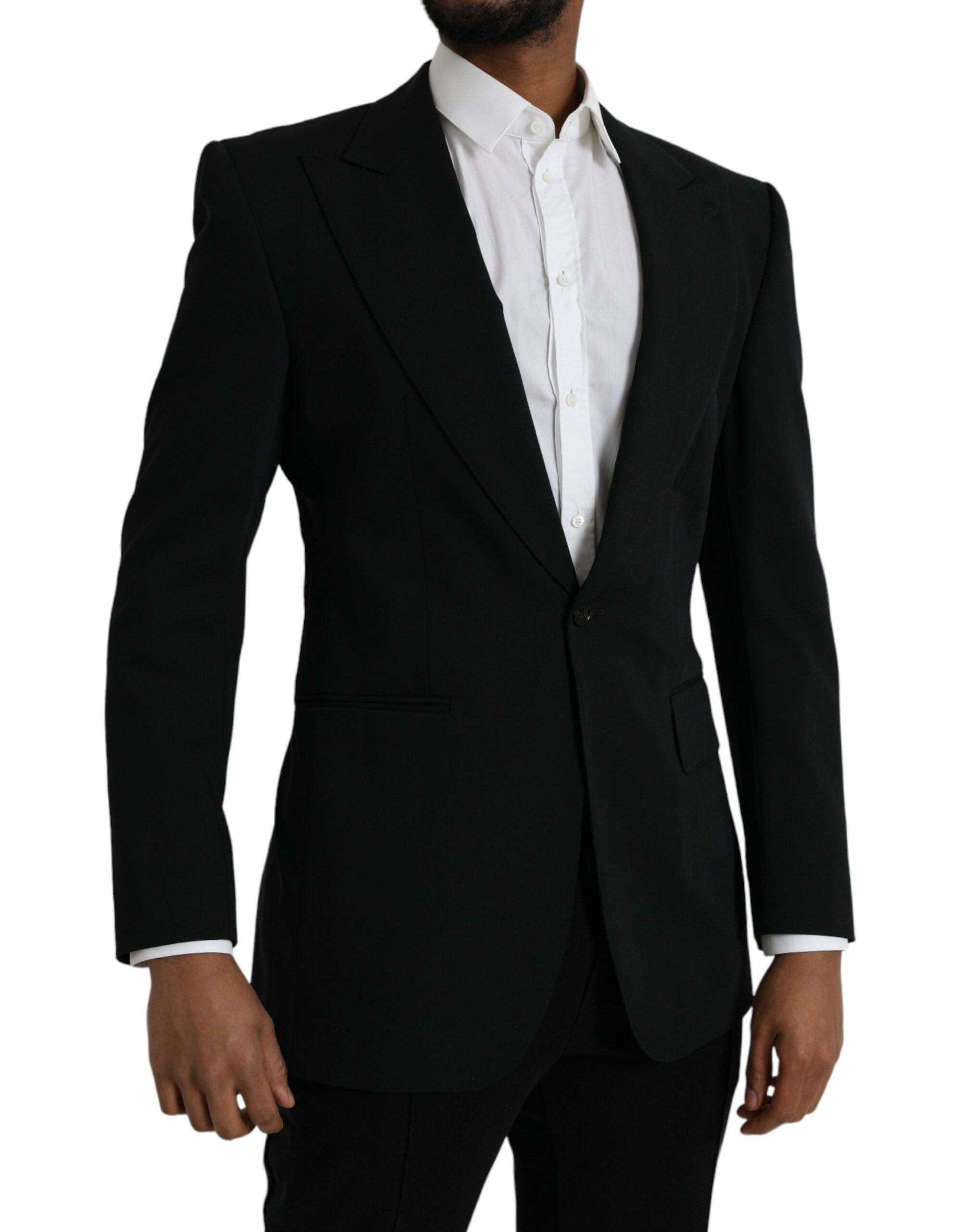 Dolce & Gabbana Schwarzer einreihiger Wollmantel mit Spitze Blazer-2