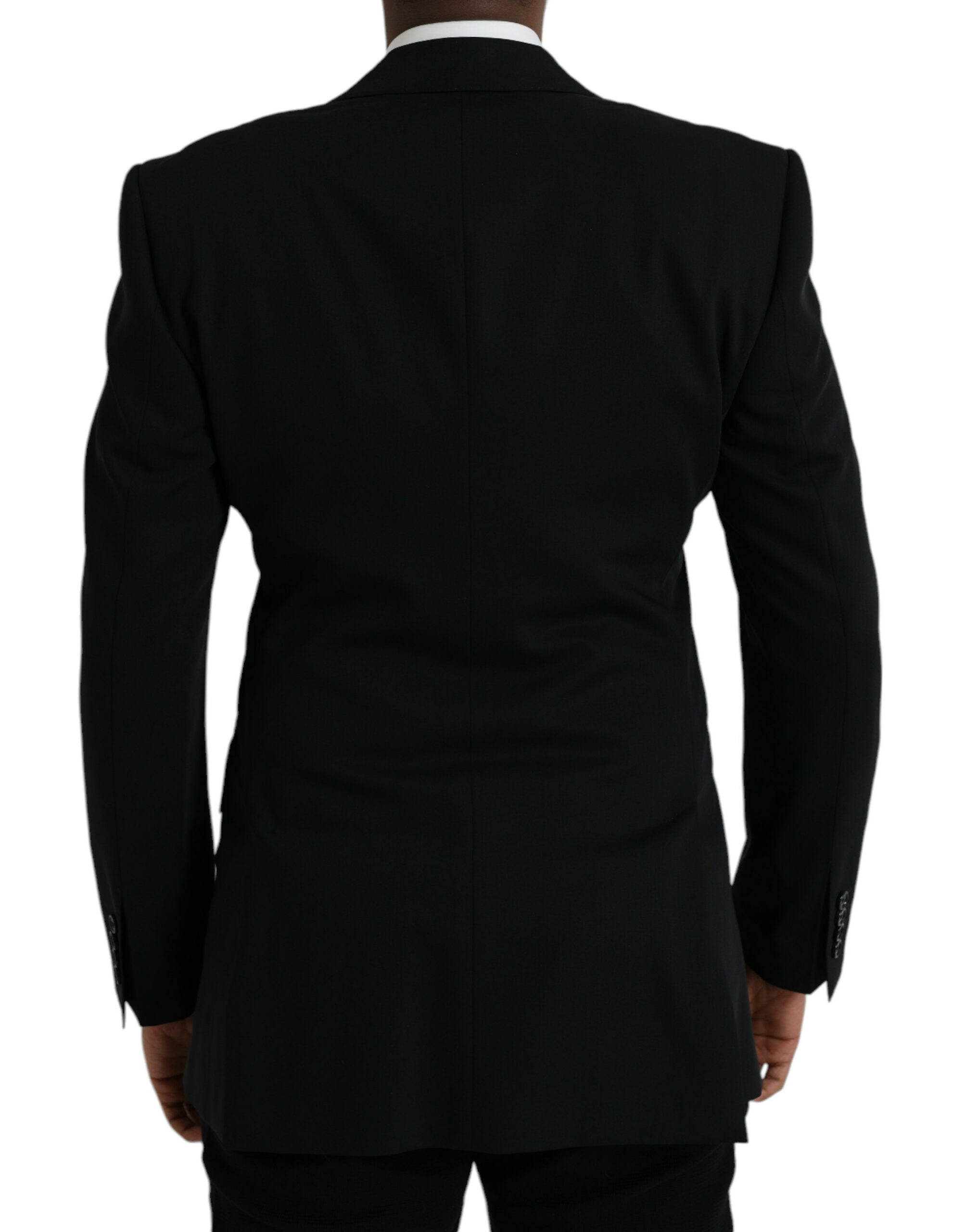 Dolce & Gabbana Schwarzer einreihiger Wollmantel mit Spitze Blazer-3