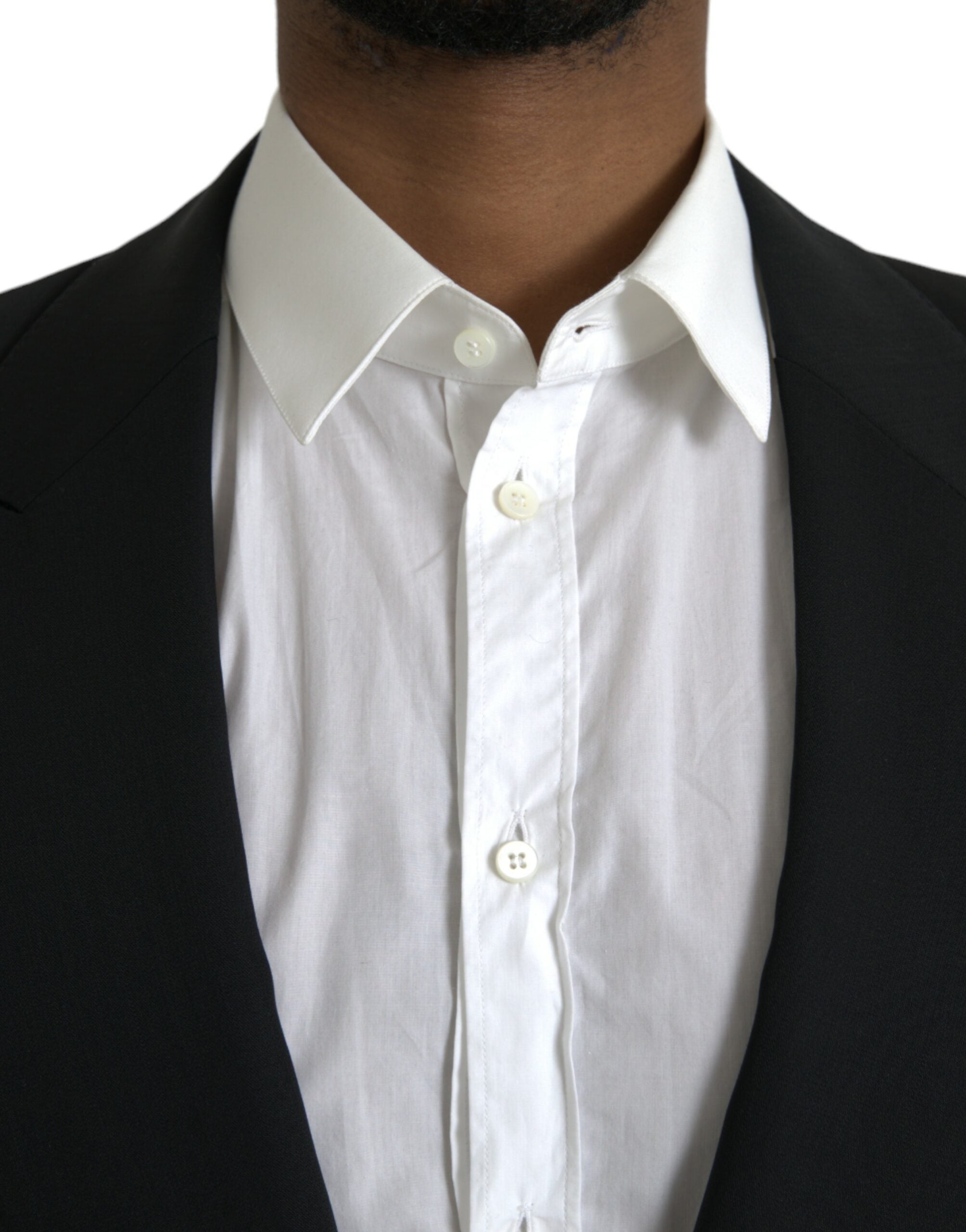 Dolce & Gabbana Schwarzer einreihiger Wollmantel mit Spitze Blazer-4