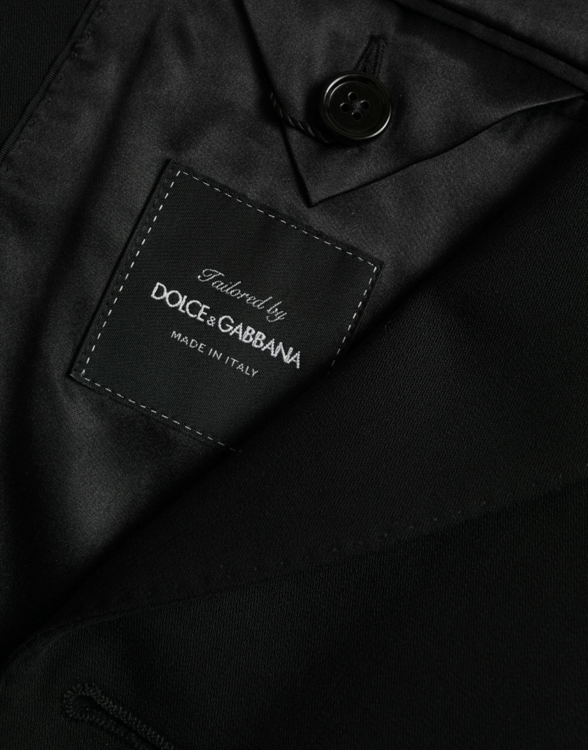 Dolce & Gabbana Schwarzer einreihiger Wollmantel mit Spitze Blazer-7