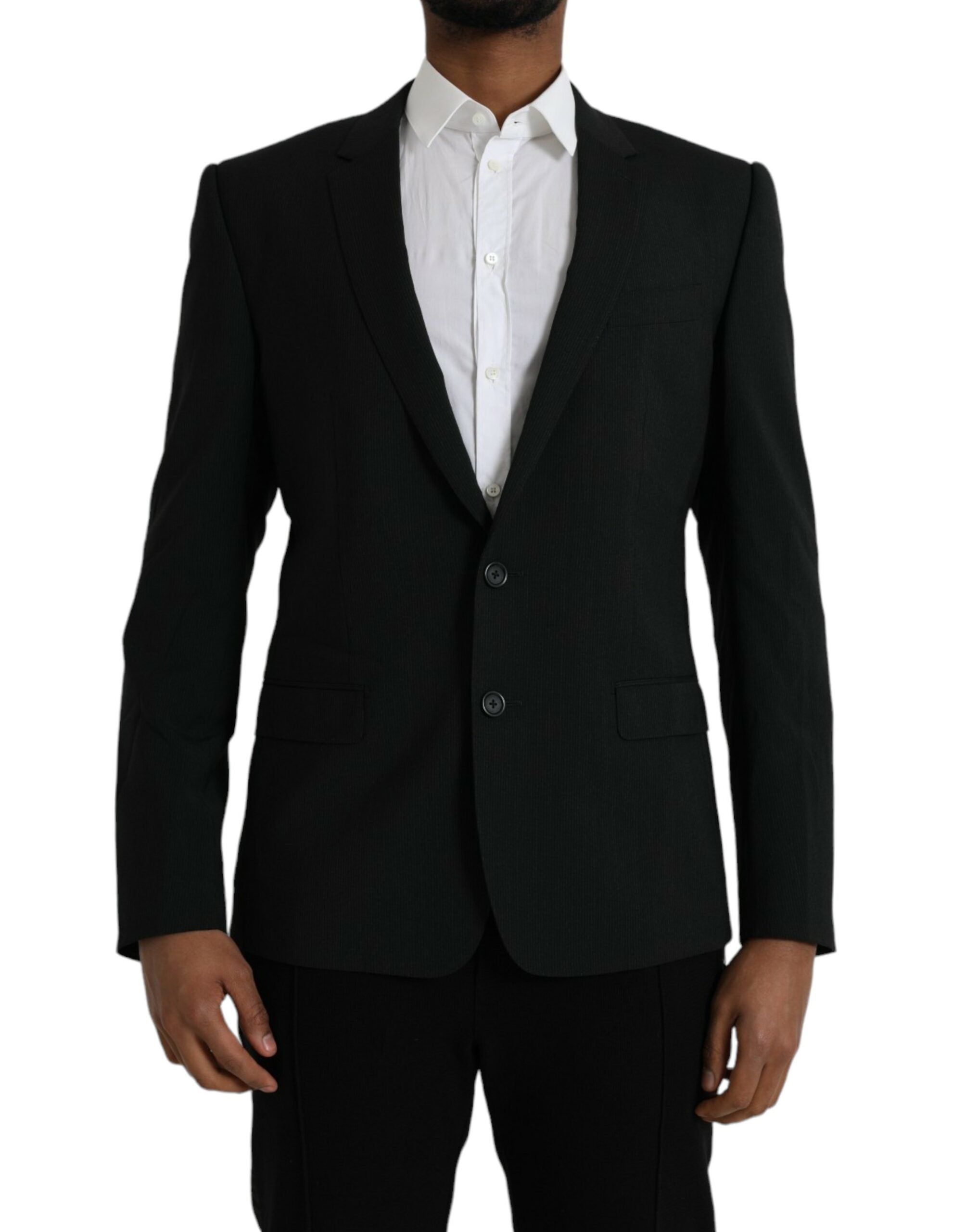 Blazer de un solo pecho con muescas en azul y dorado de Dolce & Gabbana-1