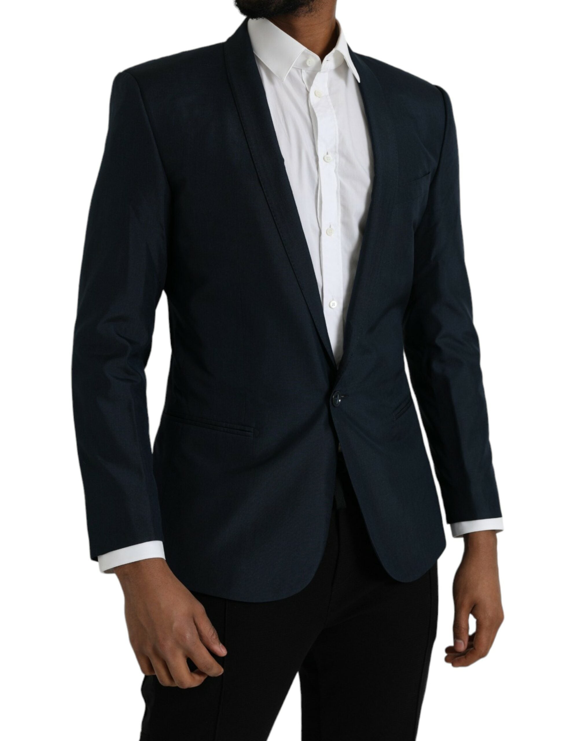 Blazer de un solo pecho con muescas en azul y dorado de Dolce & Gabbana-2