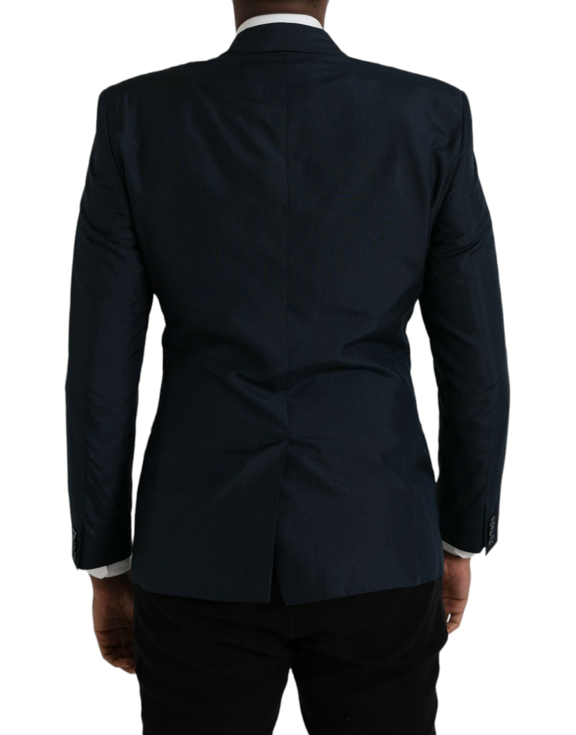 Blazer de un solo pecho con muescas en azul y dorado de Dolce & Gabbana-3
