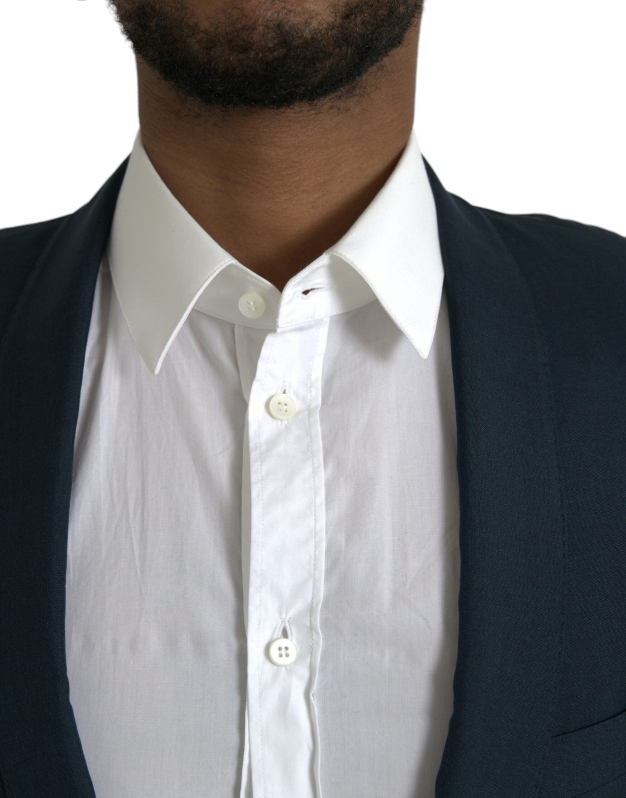 Blazer de un solo pecho con muescas en azul y dorado de Dolce & Gabbana-4