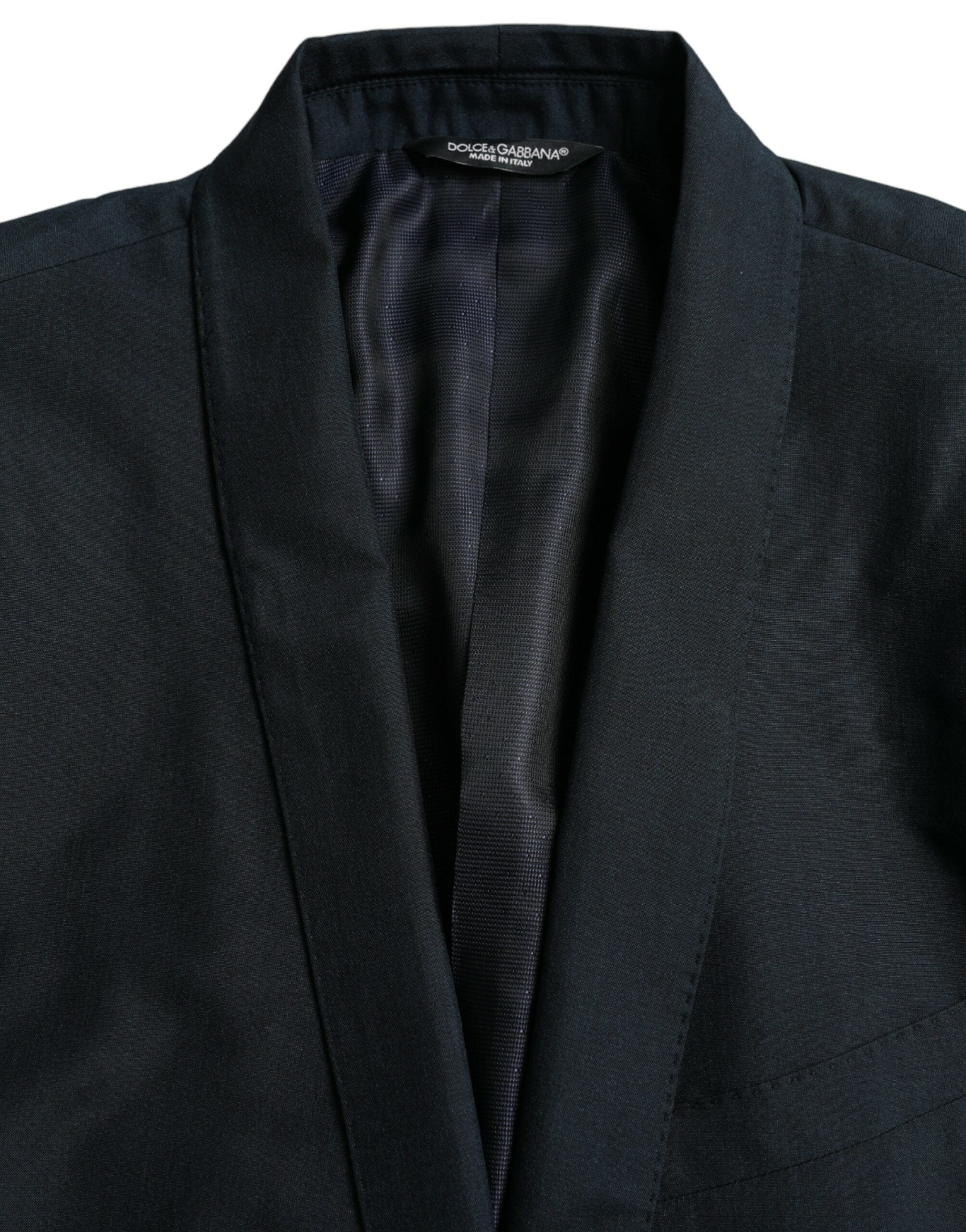 Blazer de un solo pecho con muescas en azul y dorado de Dolce & Gabbana-6