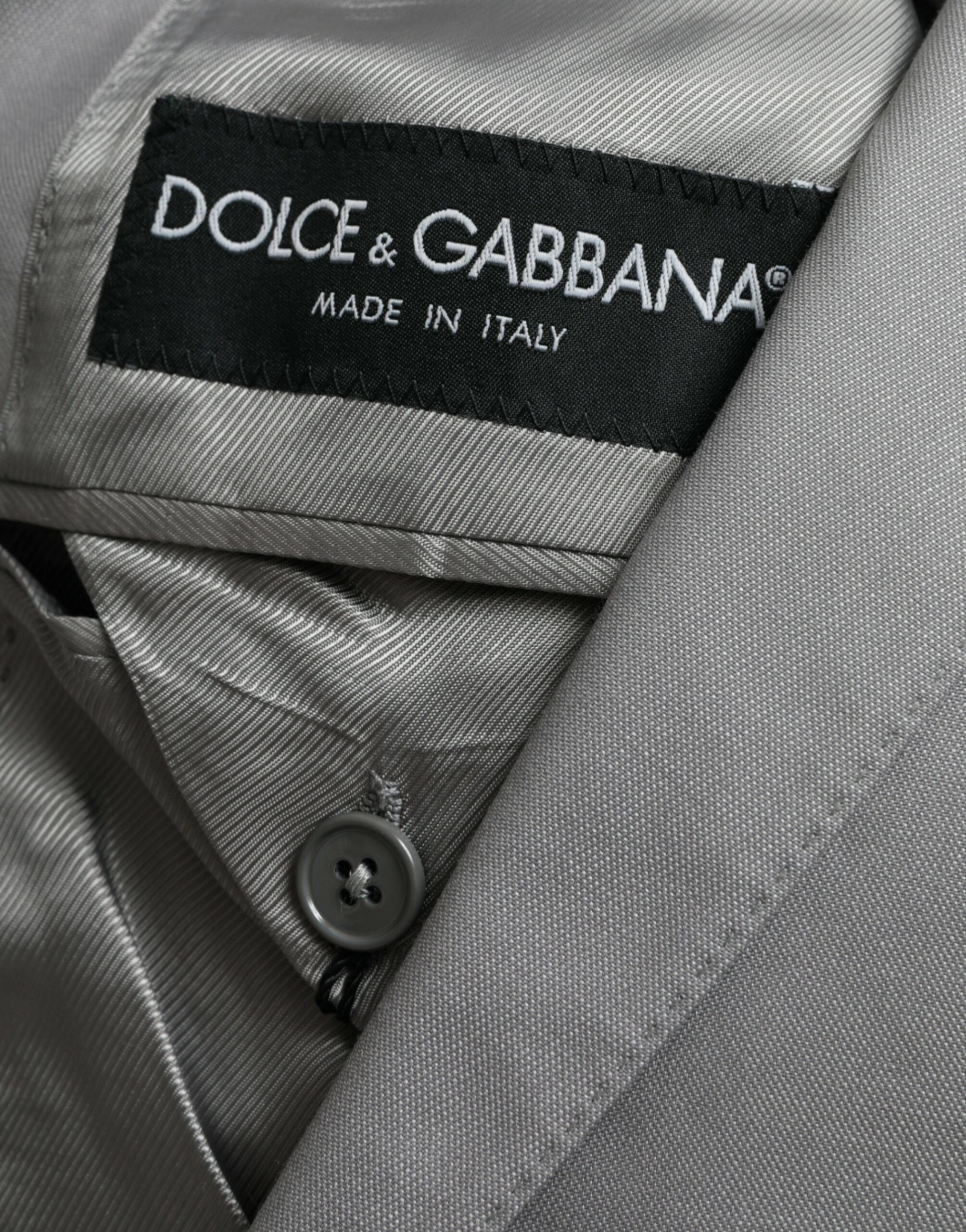 Dolce & Gabbana Grauer einreihiger Wollmantel mit Spitze Blazer-7