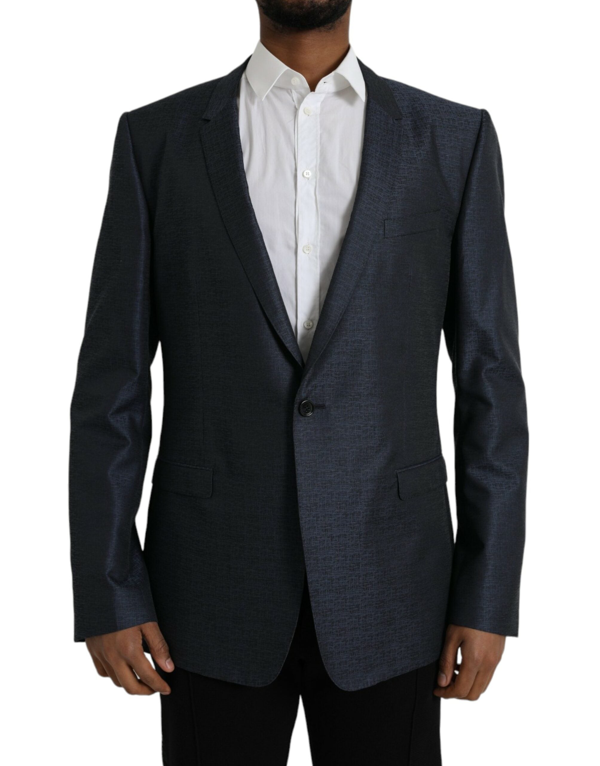 Dolce & Gabbana Blauer Wollmantel GOLD Einreihiger Blazer-1