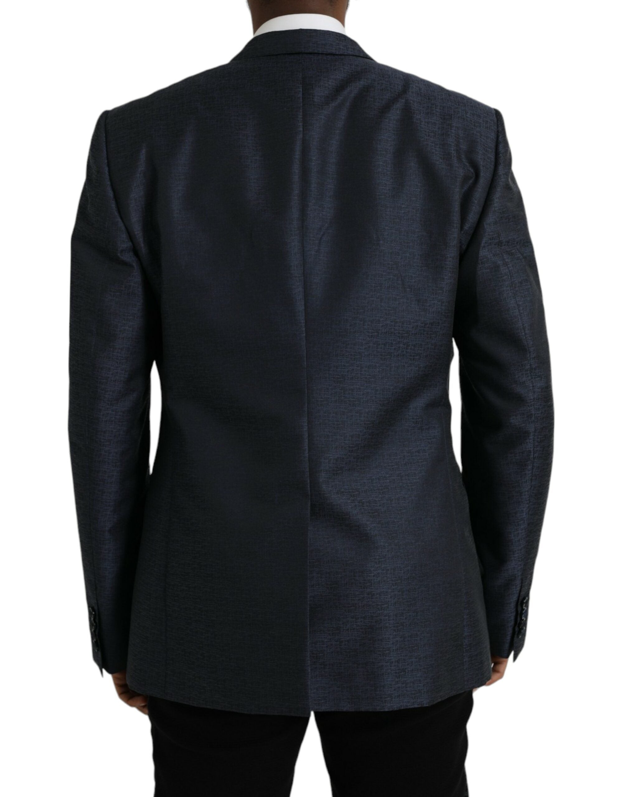 Dolce & Gabbana Blauer Wollmantel GOLD Einreihiger Blazer-3
