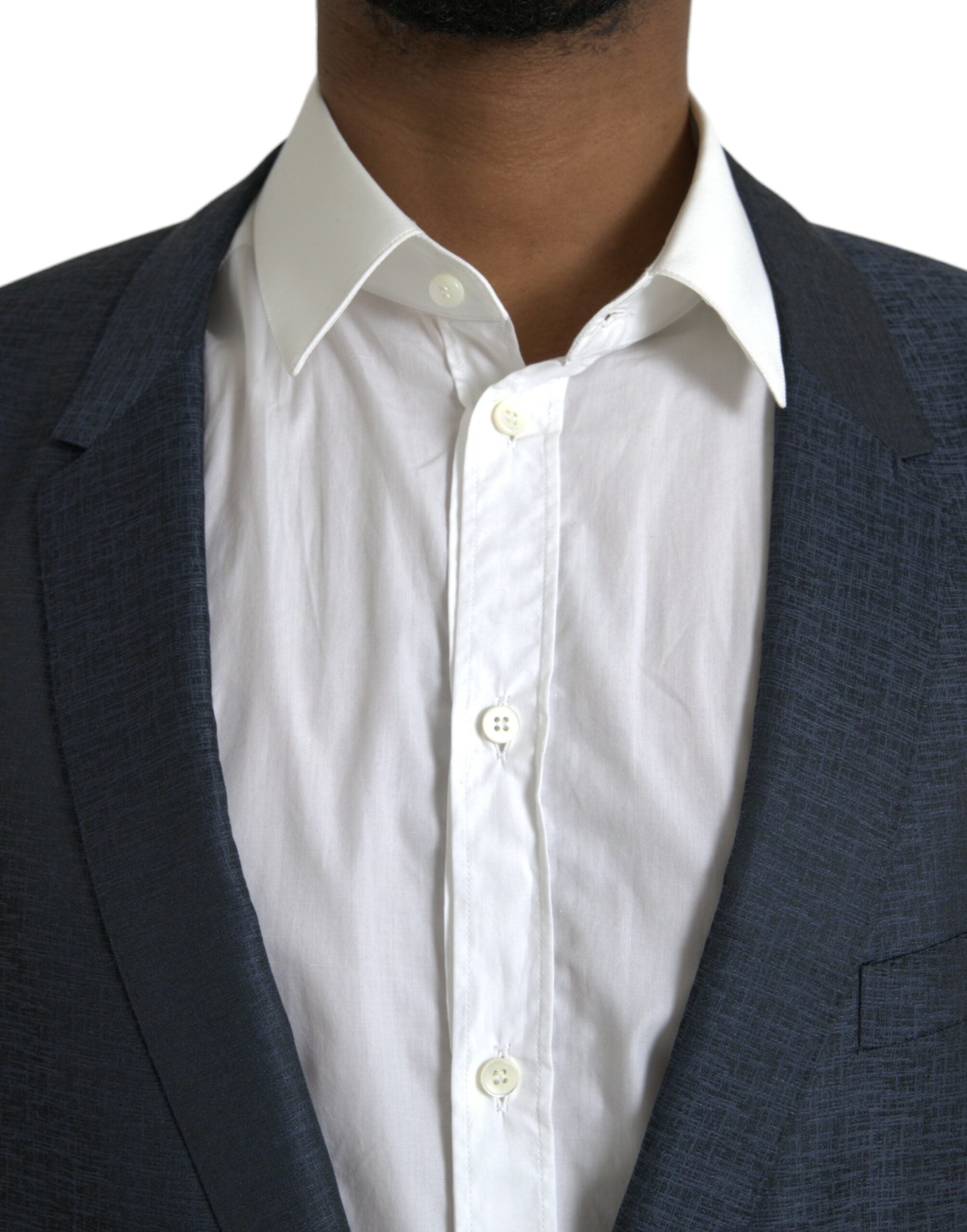 Dolce & Gabbana Blauer Wollmantel GOLD Einreihiger Blazer-4