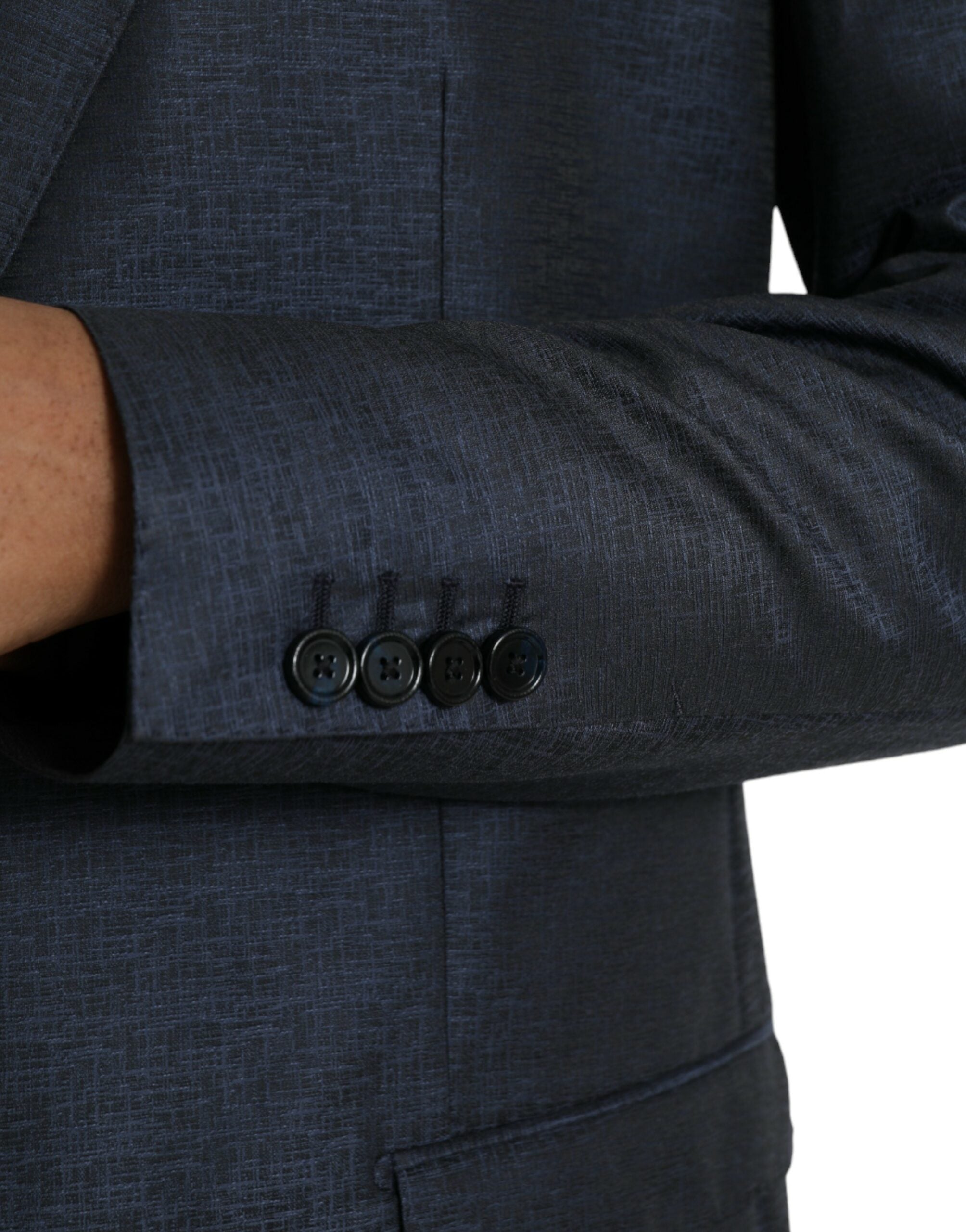 Dolce & Gabbana Blauer Wollmantel GOLD Einreihiger Blazer-5