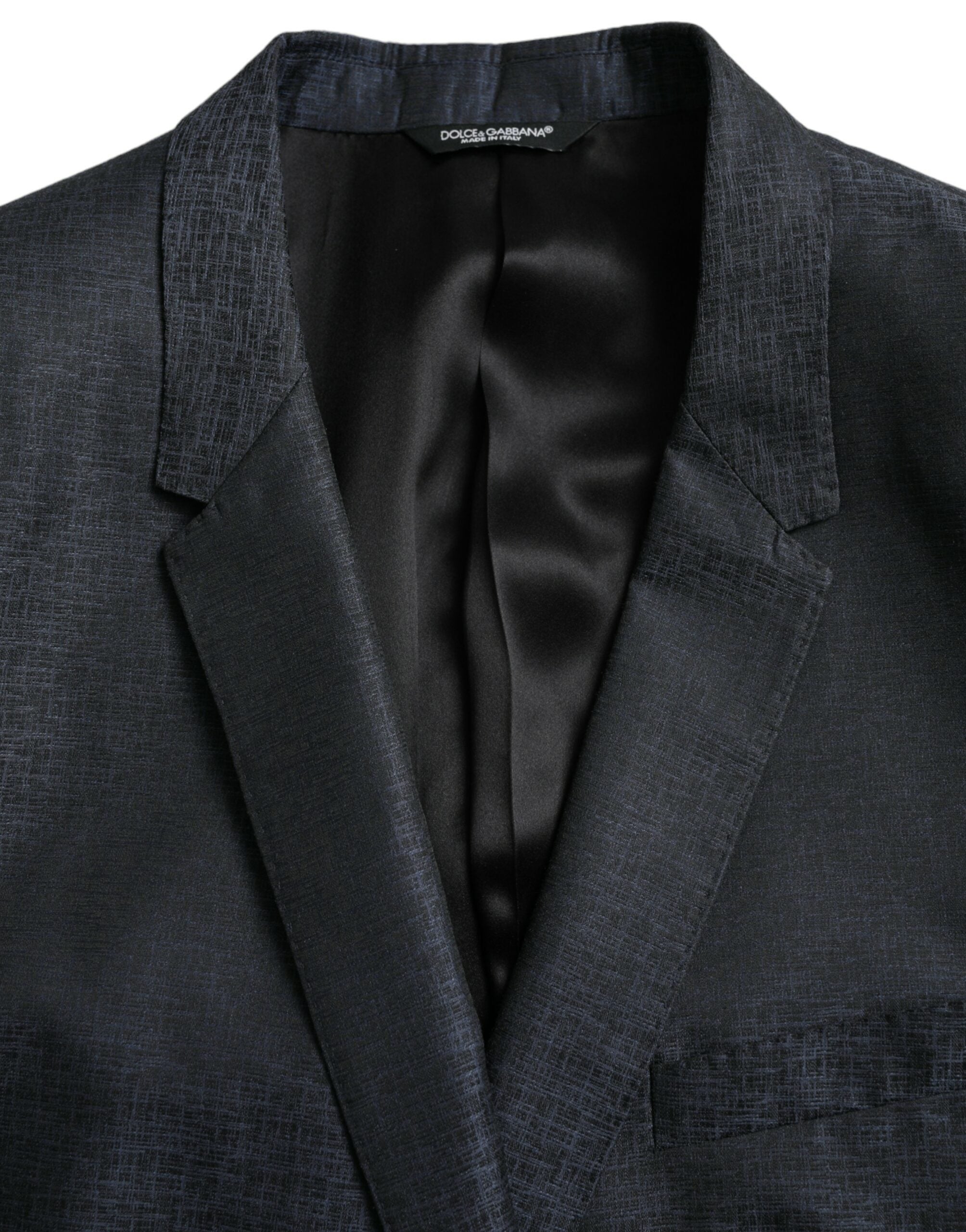 Dolce & Gabbana Blauer Wollmantel GOLD Einreihiger Blazer-6