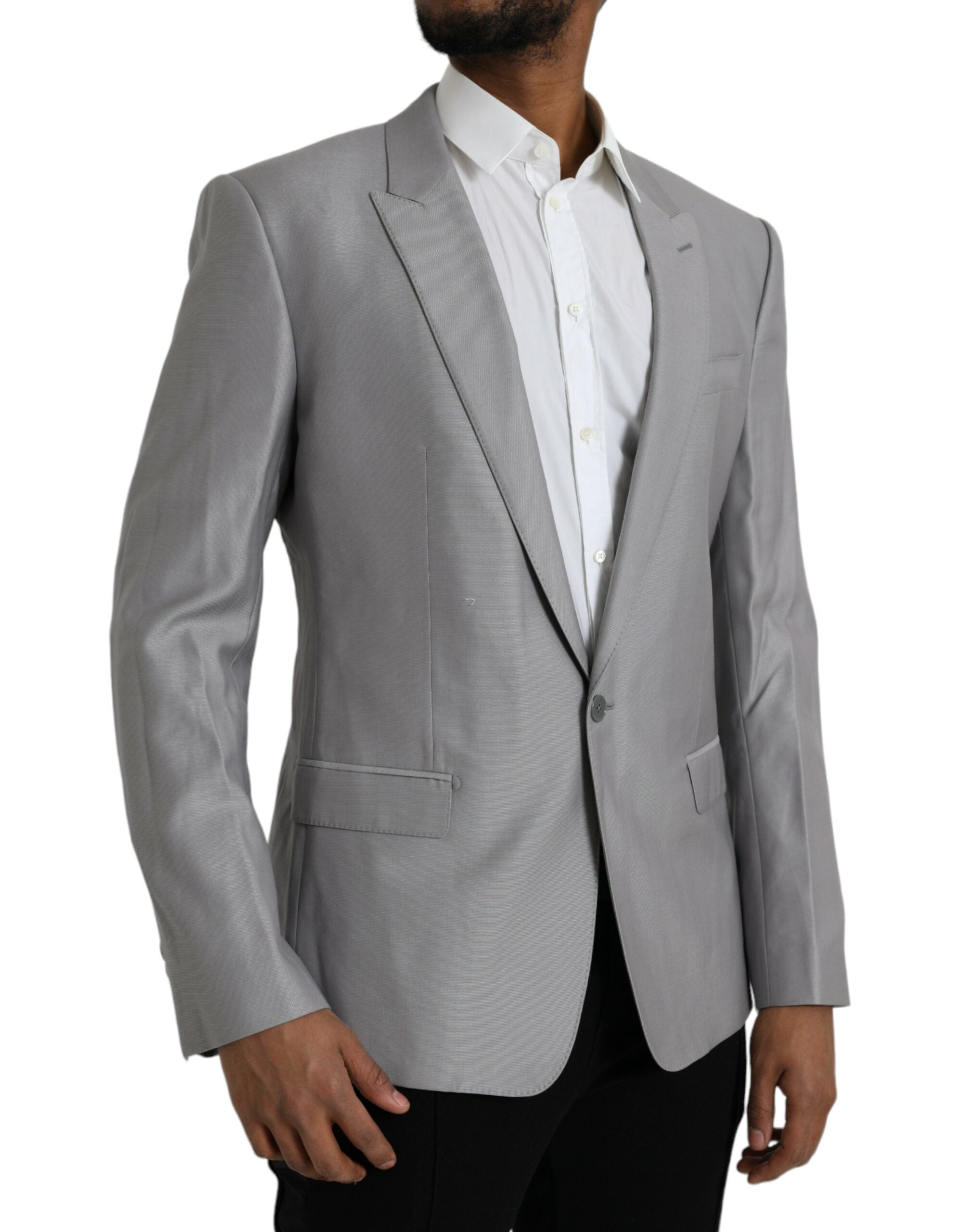 Dolce & Gabbana Grey single-breasted wool coat with lace blazer-2