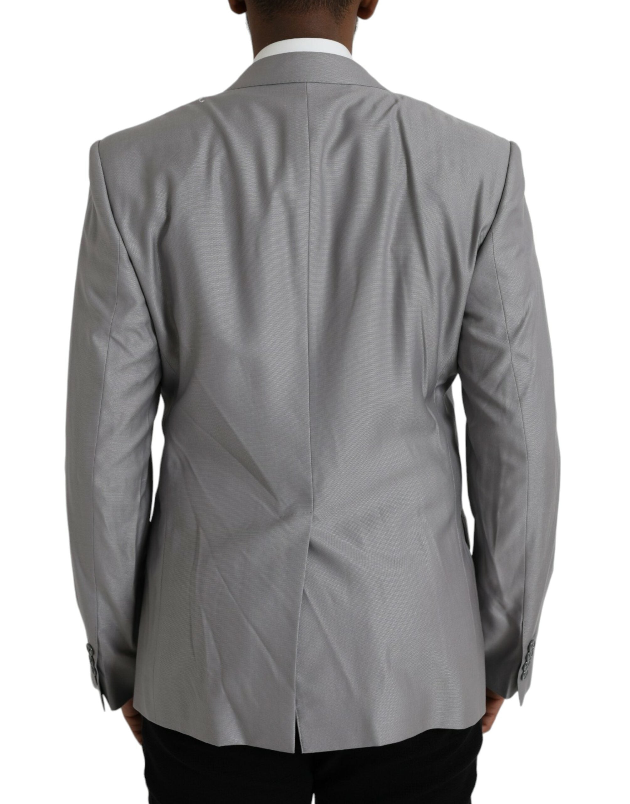 Dolce & Gabbana Grey single-breasted wool coat with lace blazer-3