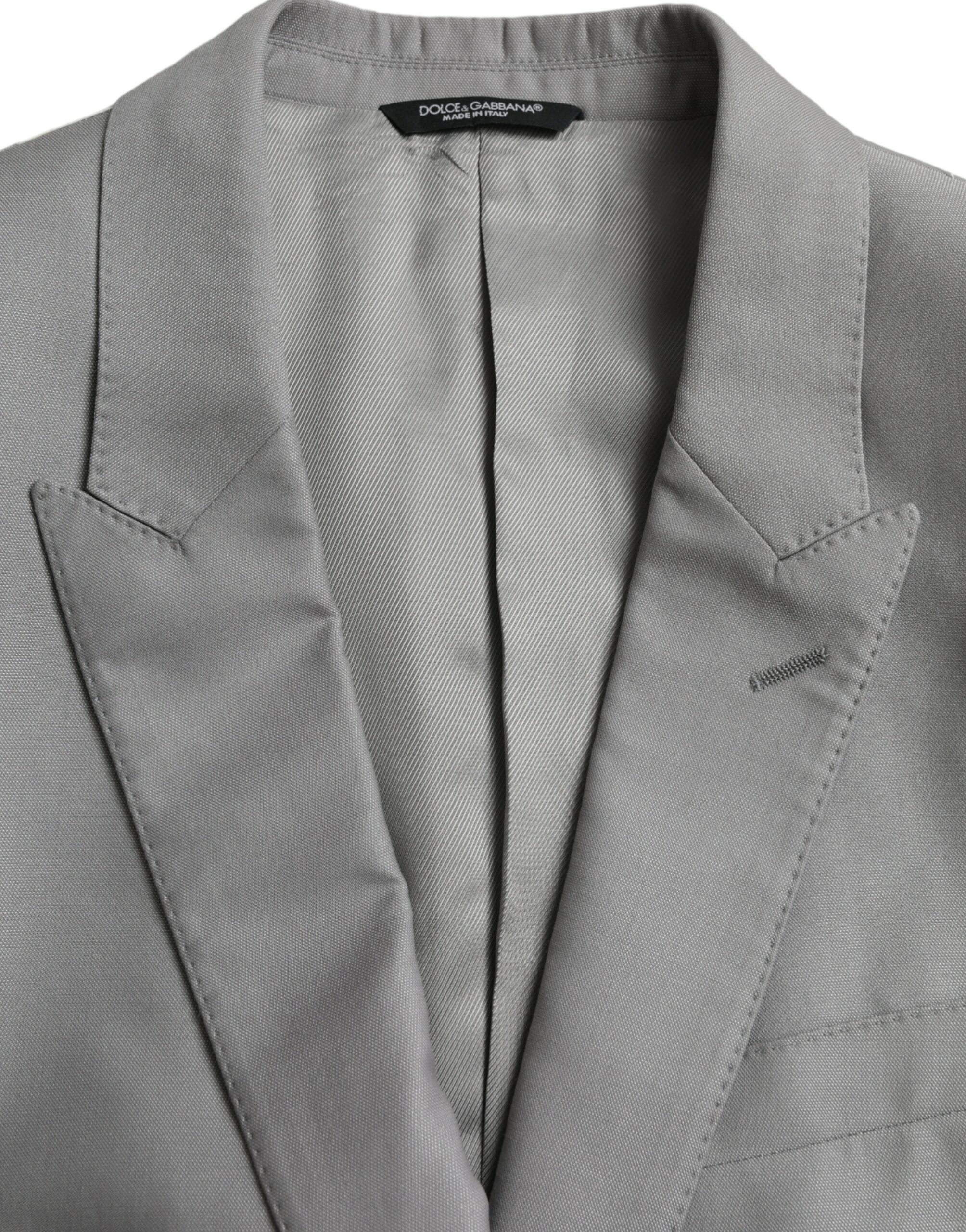 Dolce & Gabbana Grey single-breasted wool coat with lace blazer-5