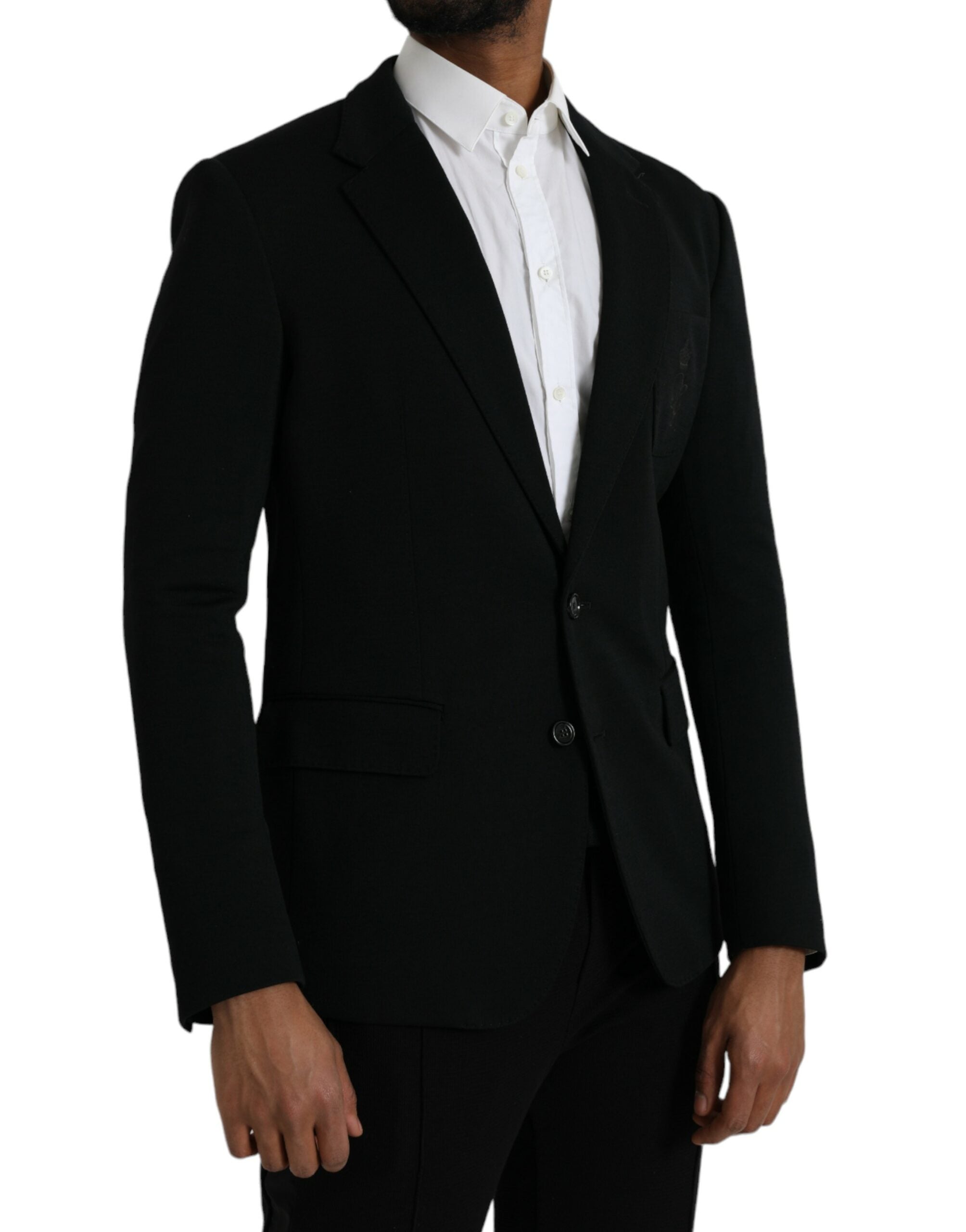Dolce & Gabbana Schwarzer Wollmantel einreihig mit Kerbe Blazer-2