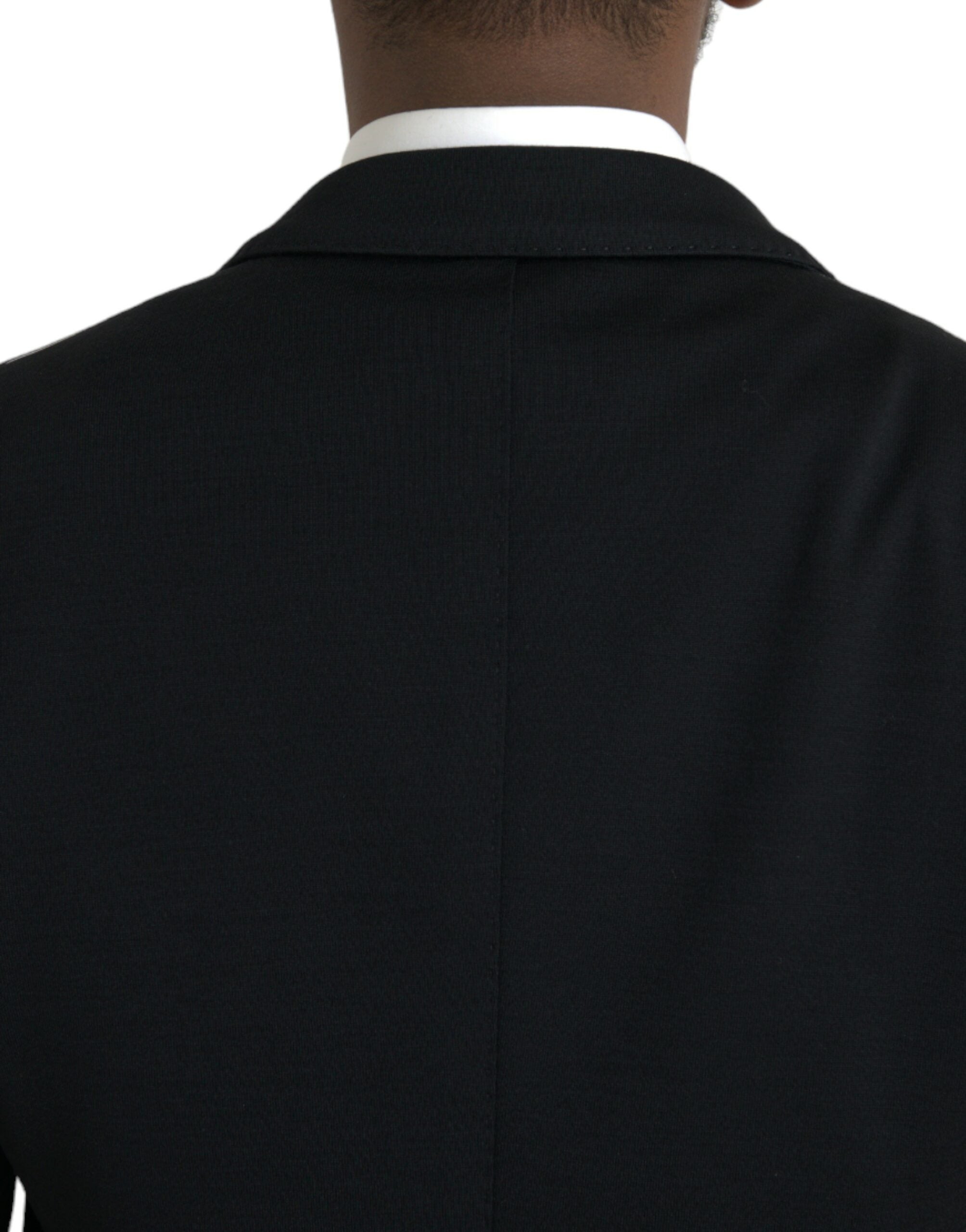 Dolce & Gabbana Schwarzer Wollmantel einreihig mit Kerbe Blazer-3