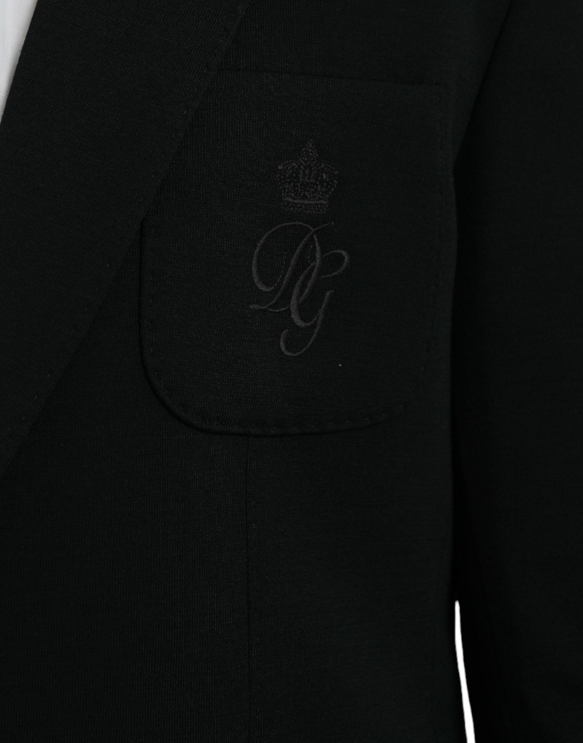 Dolce & Gabbana Schwarzer Wollmantel einreihig mit Kerbe Blazer-5