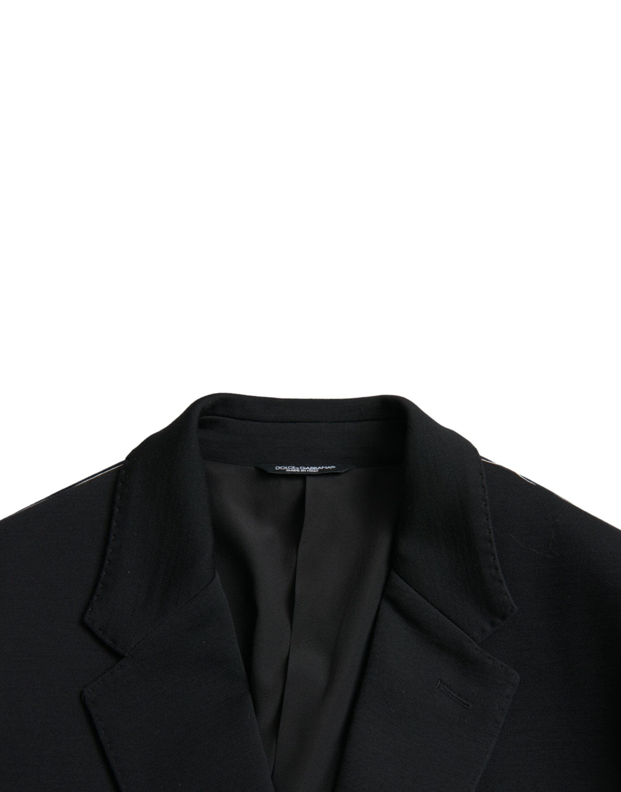 Dolce & Gabbana Schwarzer Wollmantel einreihig mit Kerbe Blazer-6