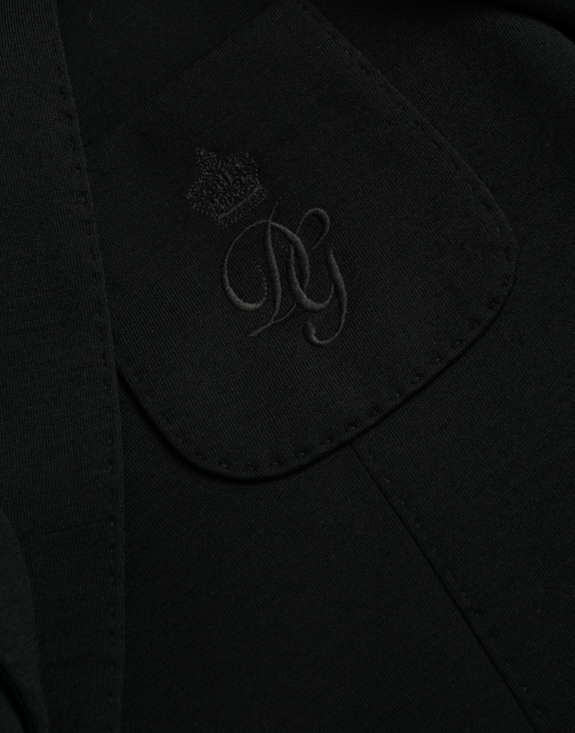 Dolce & Gabbana Schwarzer Wollmantel einreihig mit Kerbe Blazer-7