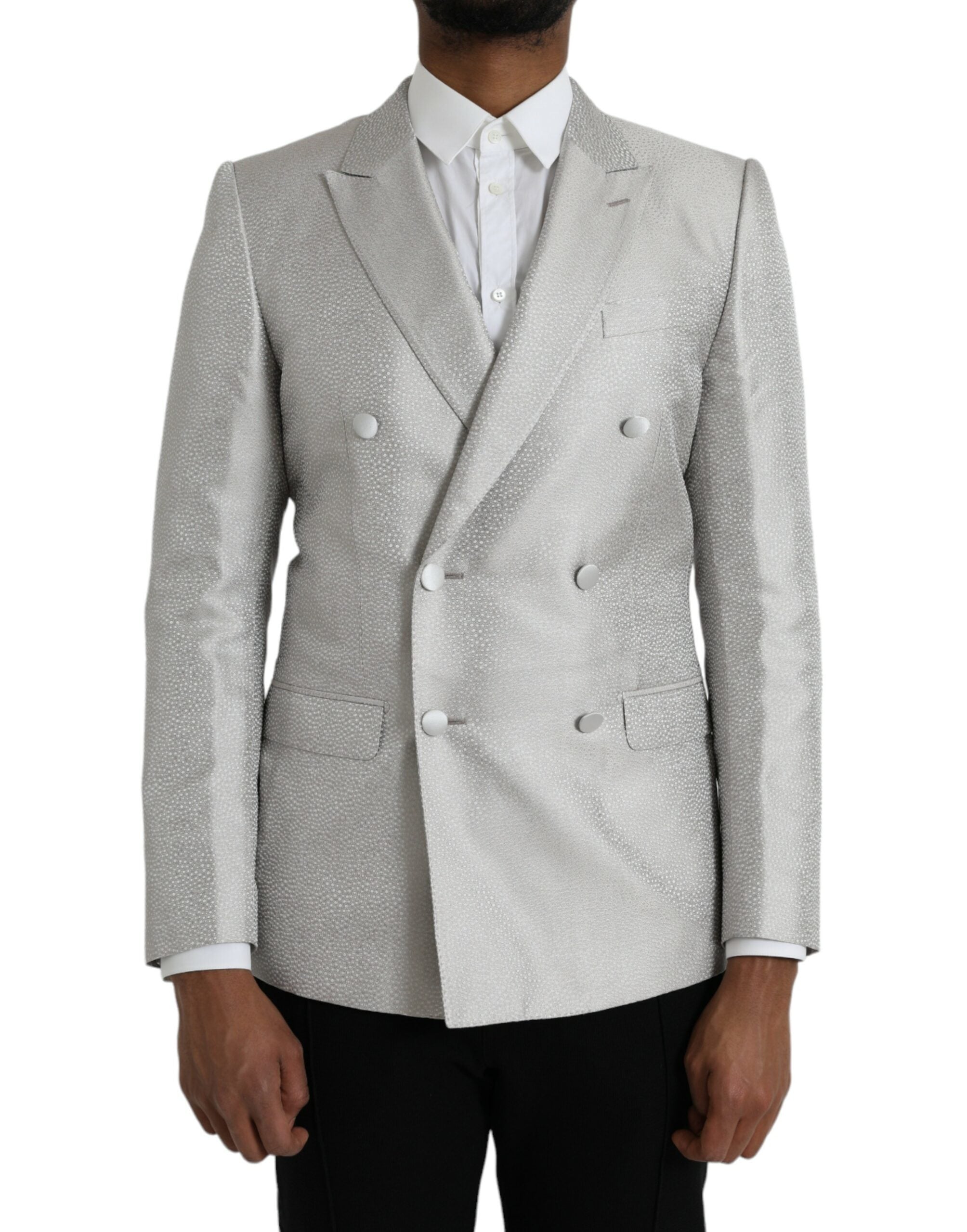 Dolce & Gabbana Off White MARTINI Zweireihiger Mantel Blazer-1