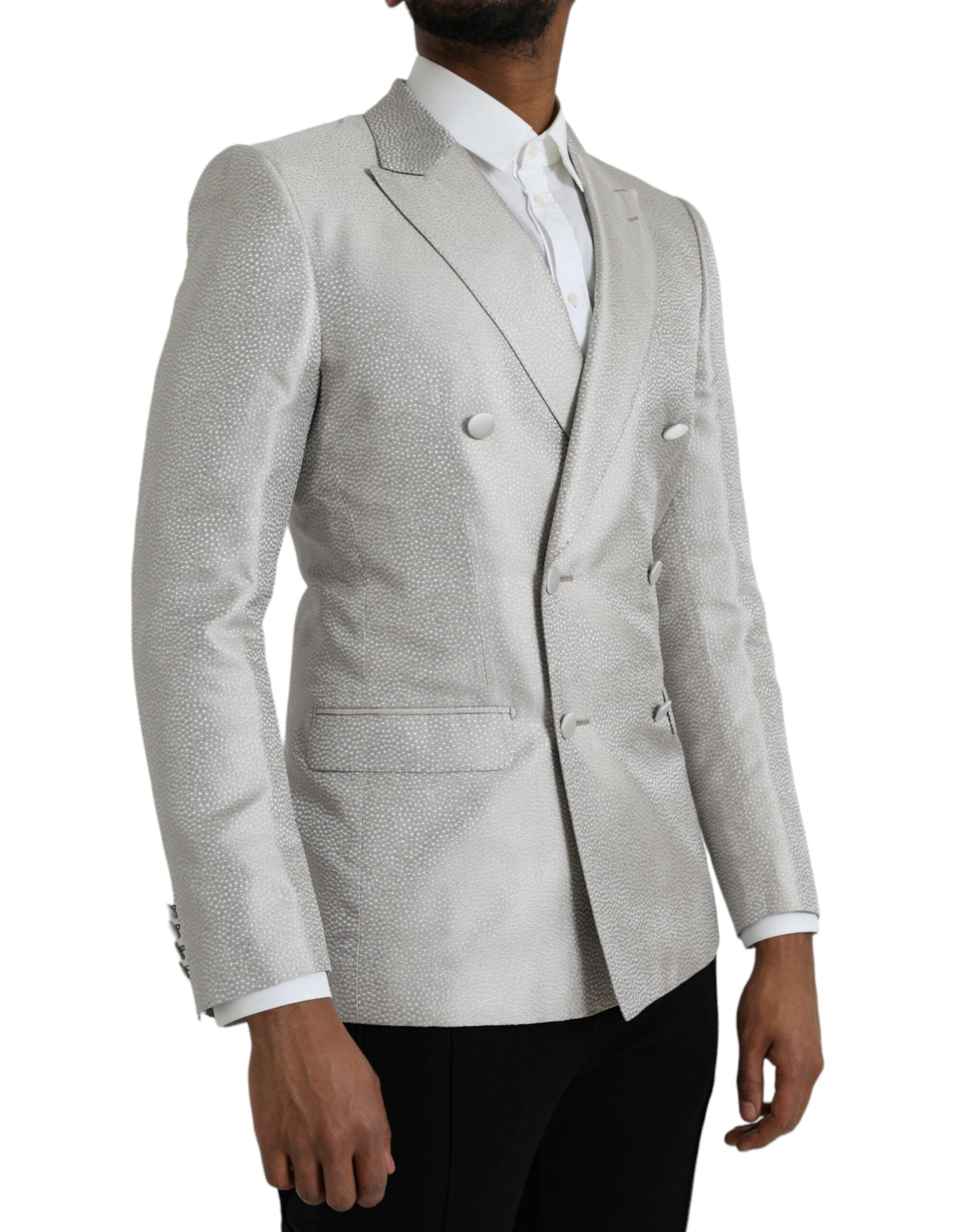 Dolce & Gabbana Off White MARTINI Zweireihiger Mantel Blazer-2