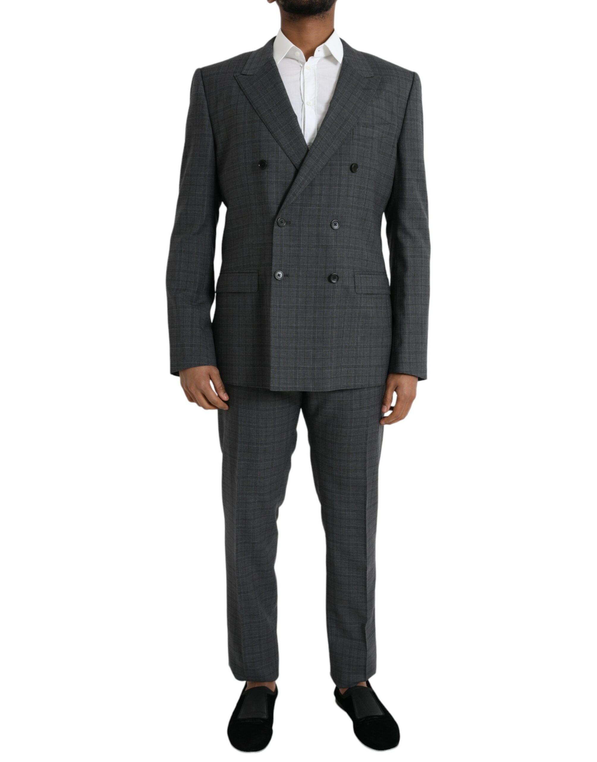 Dolce & Gabbana Grauer karierter Woll-Anzug MARTINI Formal 2 Piece Suit-1