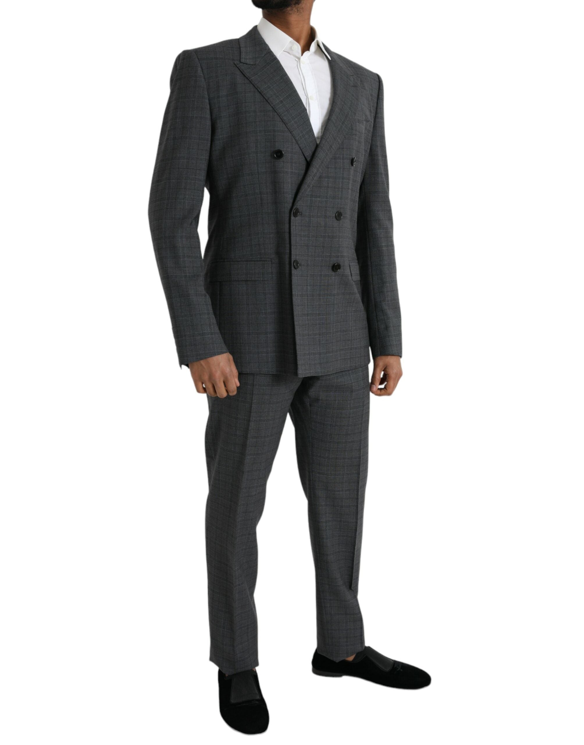 Dolce & Gabbana Grauer karierter Woll-Anzug MARTINI Formal 2 Piece Suit-3