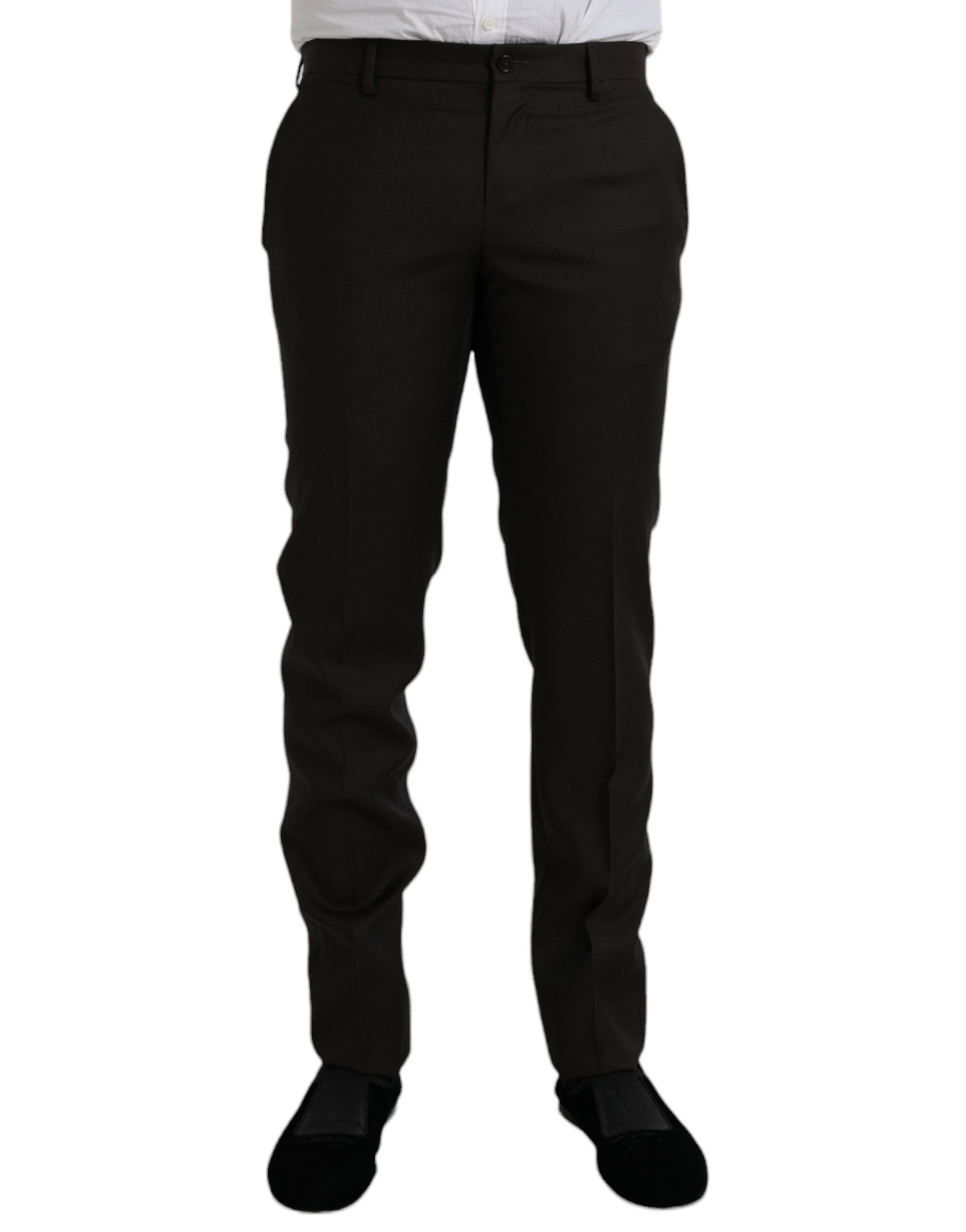 Dolce & Gabbana Dark Brown Wool Slim Fit Formal Trousers-1