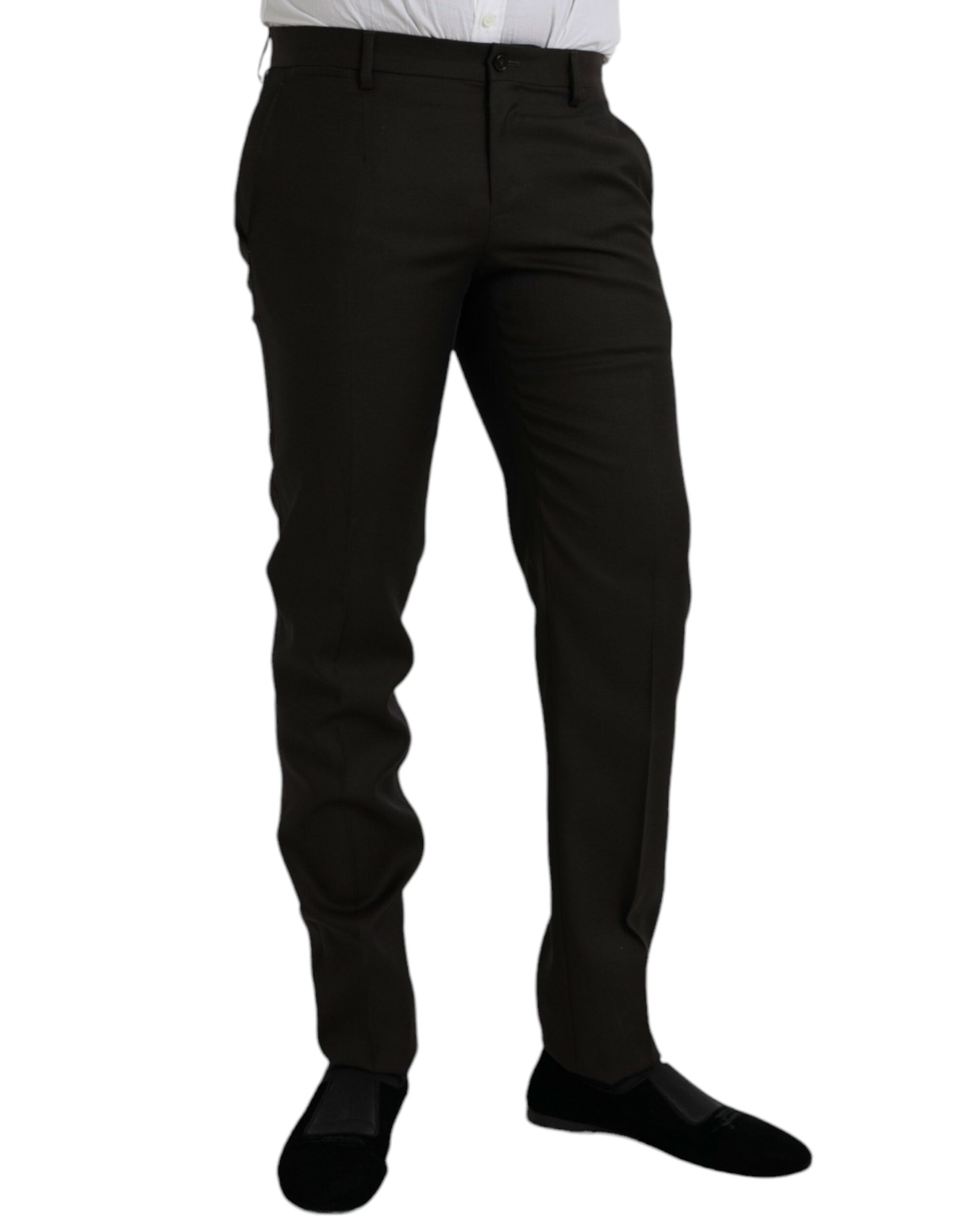 Dolce & Gabbana Dark Brown Wool Slim Fit Formal Trousers-2