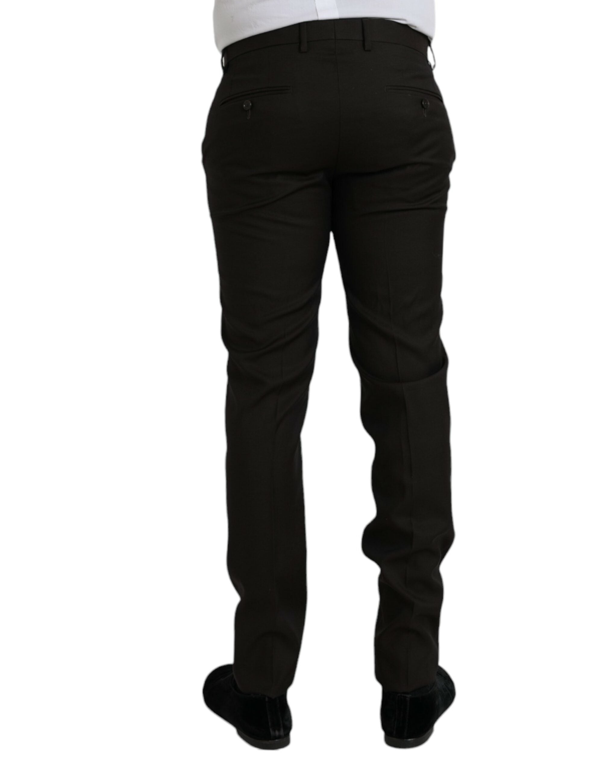 Dolce & Gabbana Dark Brown Wool Slim Fit Formal Trousers-3
