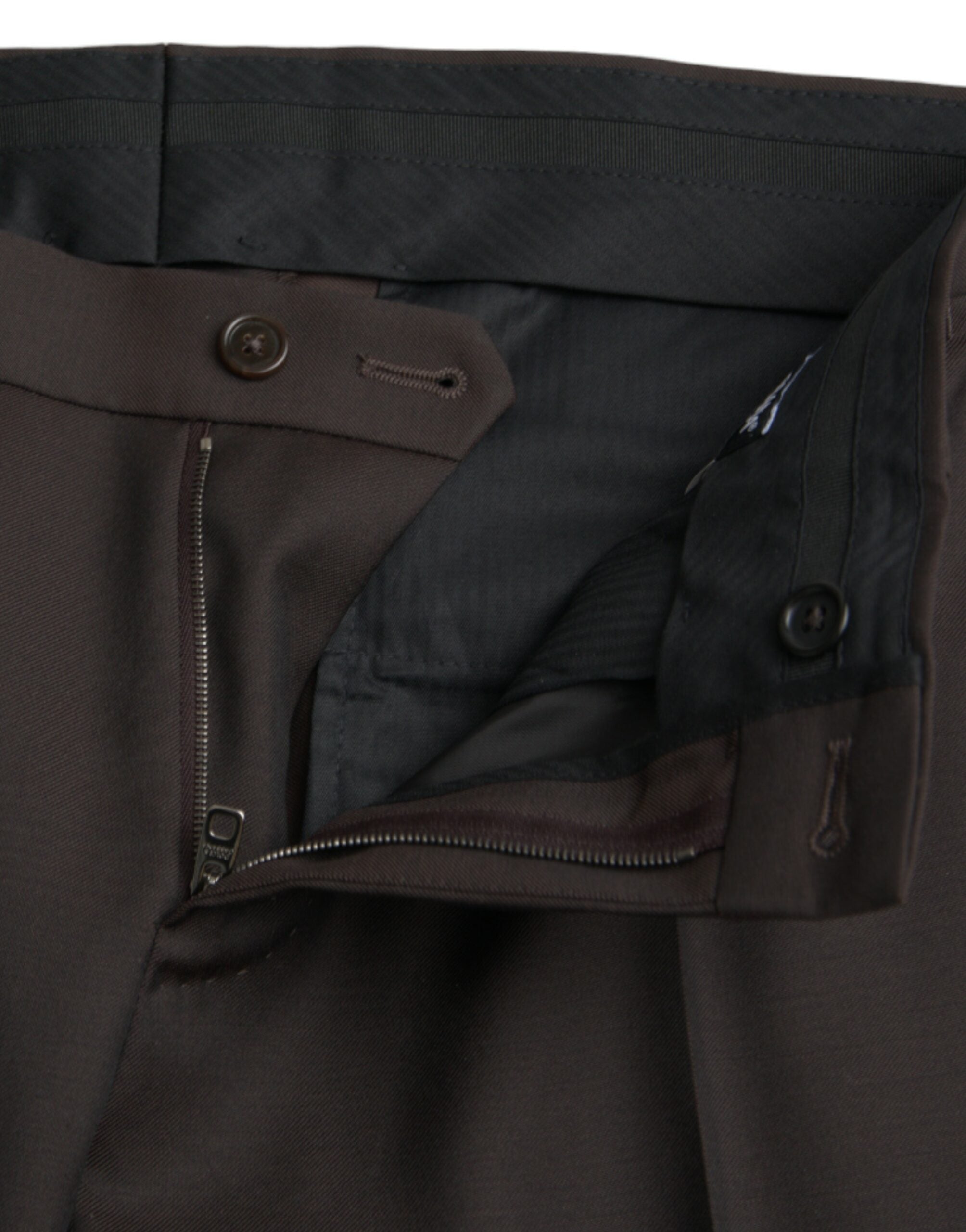 Dolce & Gabbana Dark Brown Wool Slim Fit Formal Trousers-4
