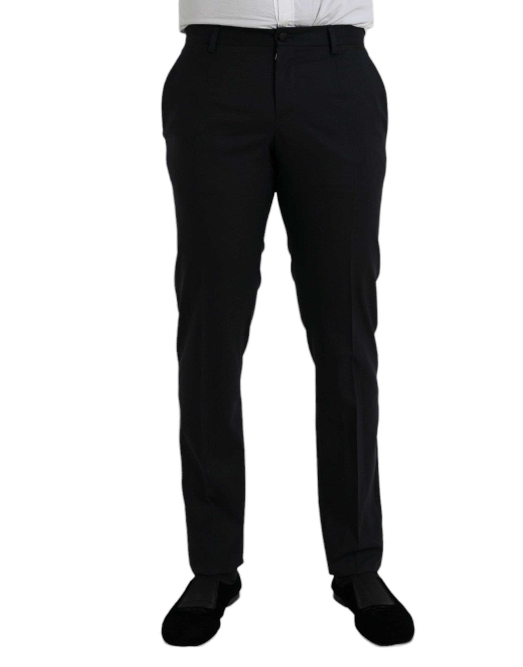 Dolce & Gabbana Dark Blue Wool Slim Fit Formal Trousers-1