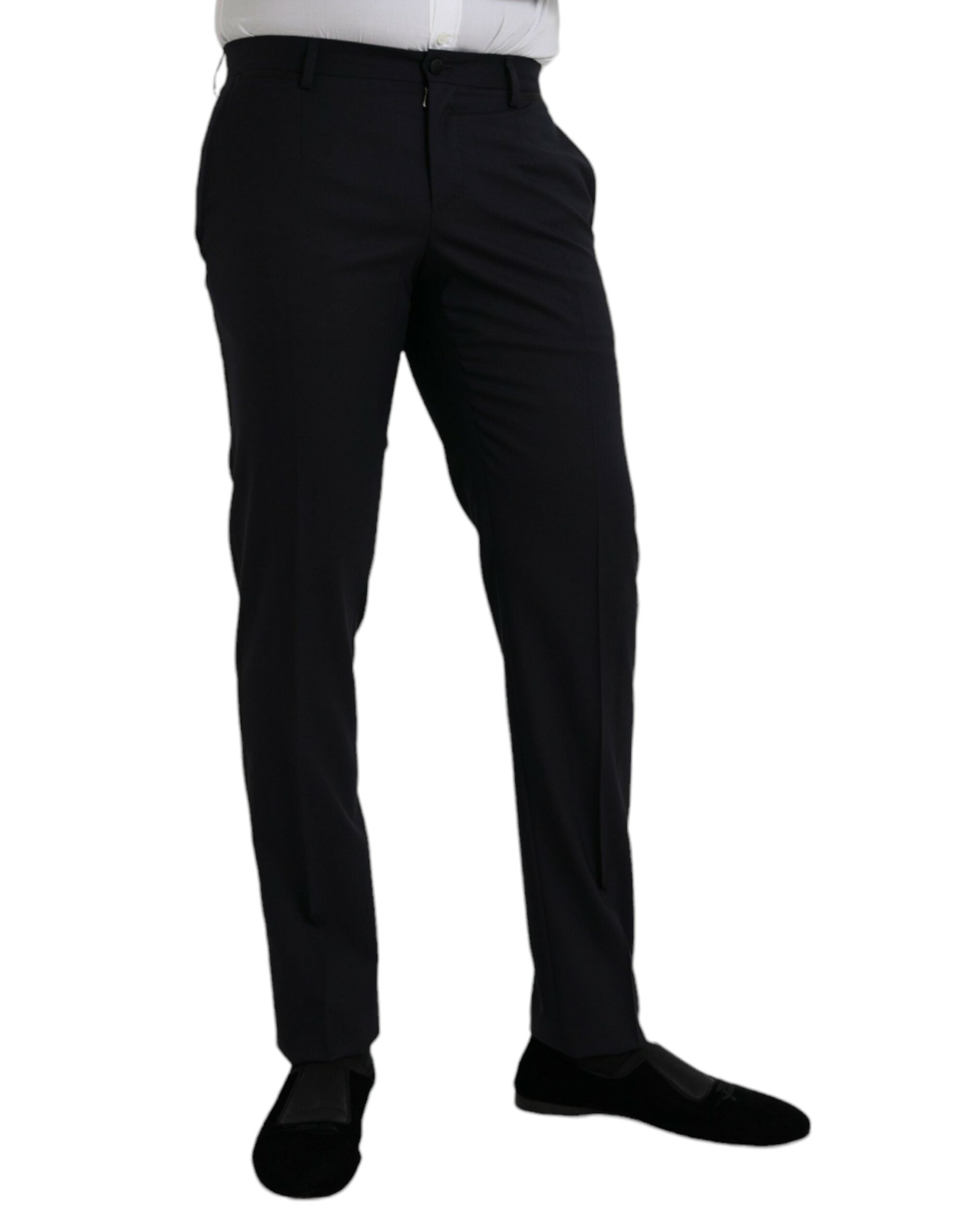 Dolce & Gabbana Dark Blue Wool Slim Fit Formal Trousers-2