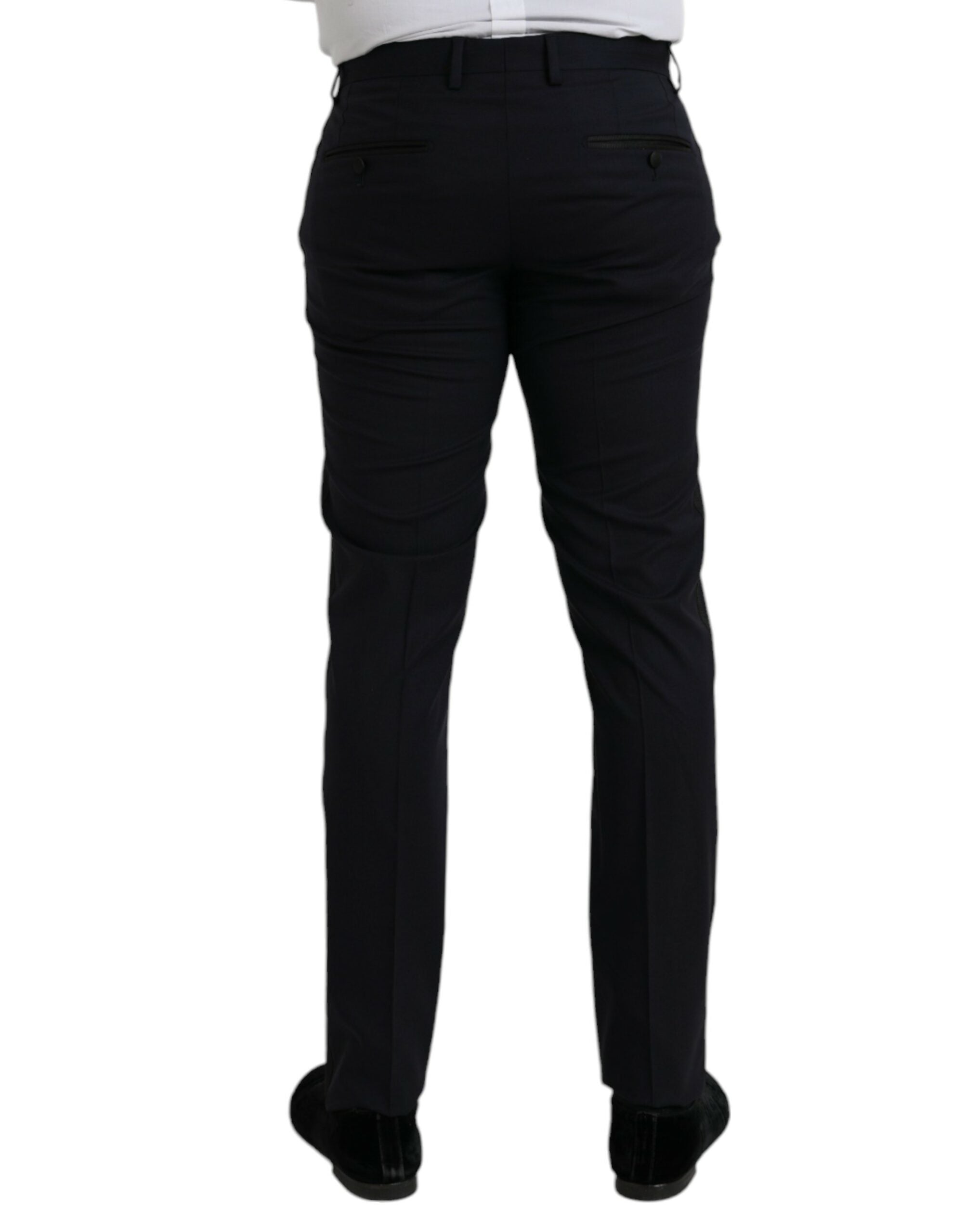 Dolce & Gabbana Dark Blue Wool Slim Fit Formal Trousers-3