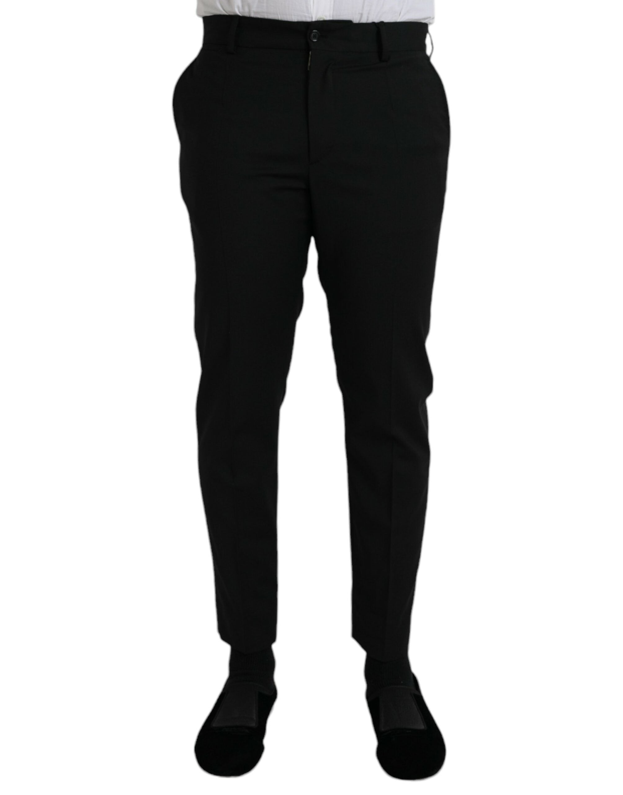 Dolce & Gabbana Black Wool Slim Fit Dress Formal Trousers-1