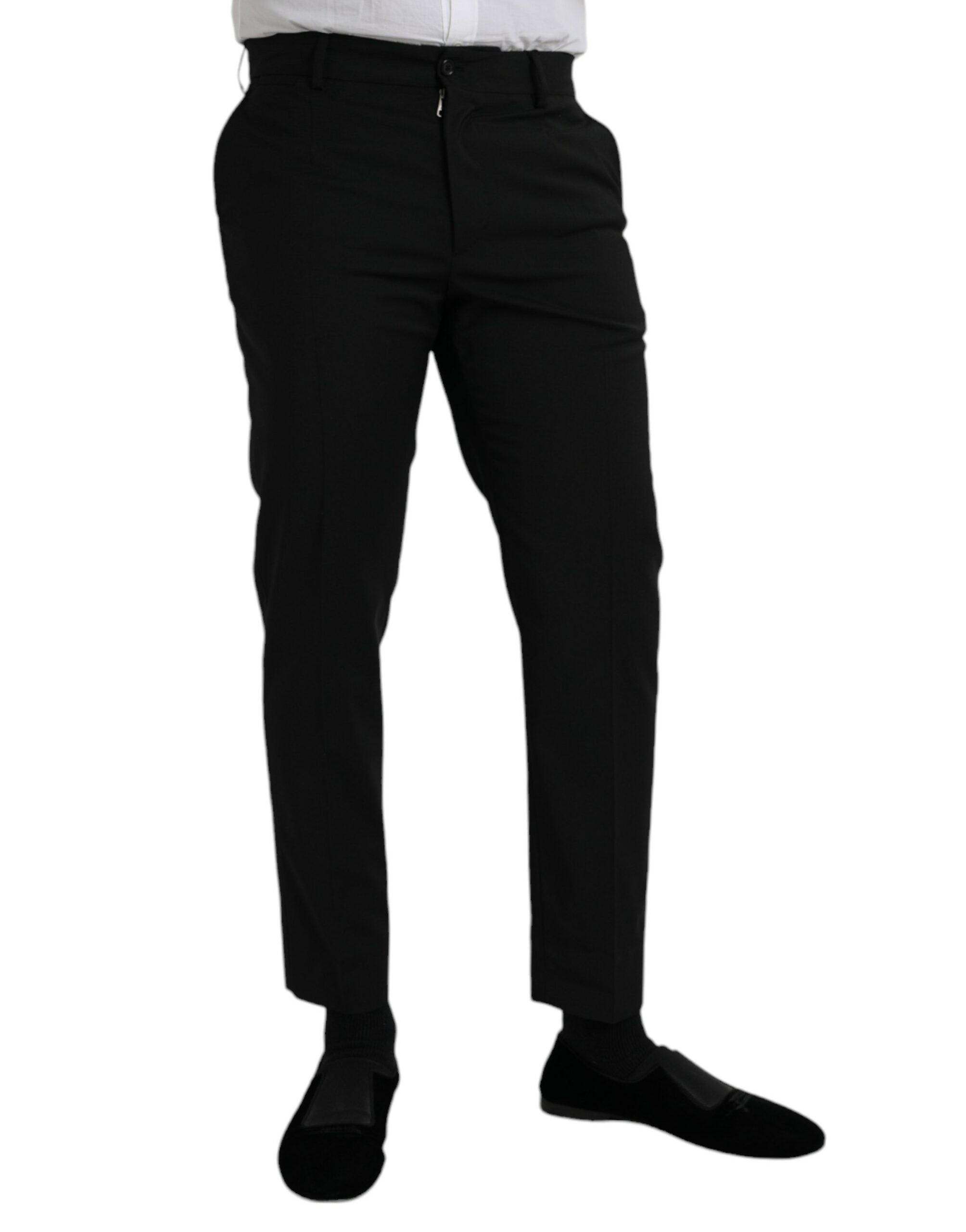 Dolce & Gabbana Black Wool Slim Fit Dress Formal Trousers-2